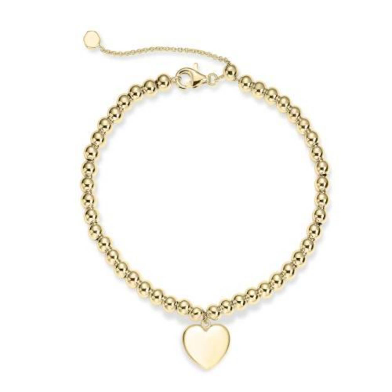 Kralenarmband goudkleurig met hangend hartje