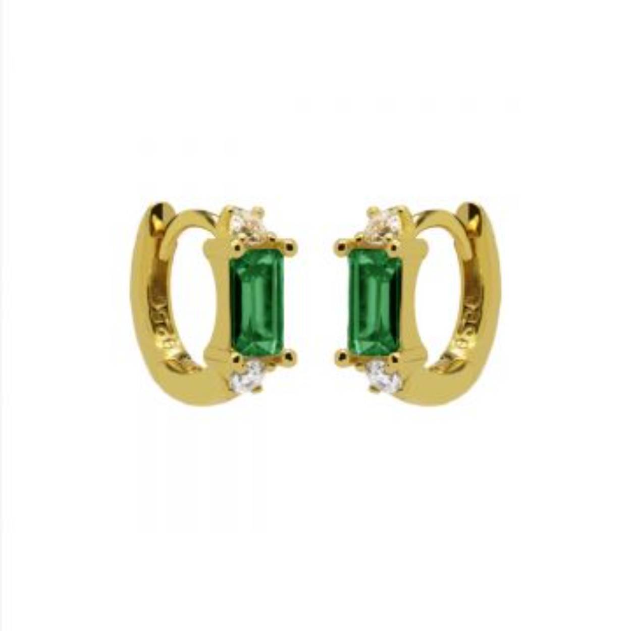 Karma Plain Hinged Hoops Classic Emerald Green Goldplated 12MM