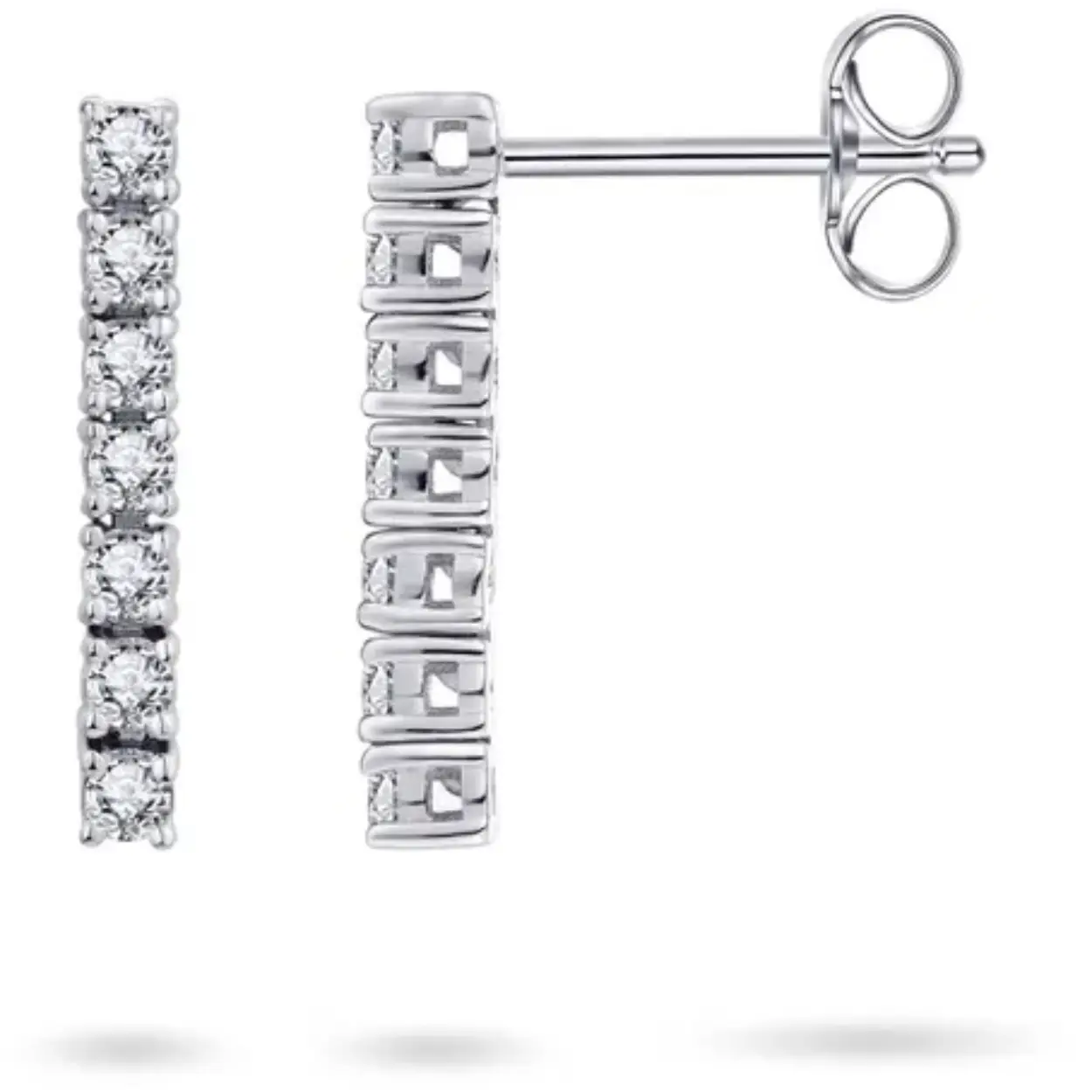 Gisser Jewels - Oorsteker - Gezet Met 7 Zirkonia Stenen - 17mm X 2.5mm - Gerhodineerd Zilver 925