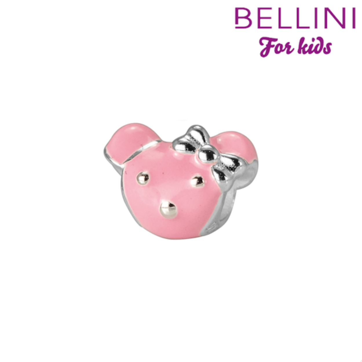 Voor de jonge dames heeft Bellini een ruime collectie kleine zilveren bedels (925). Stel je eigen bedelarmband samen en kies je favoriete bedels zoals je favoriete huisdier, hobby, fantasie bedel of misschien wel je eigen naam? Met een stopper houd je de Bellini bedels mooi op hun plaats. De bedels zijn allemaal gemaakt van echt zilver en afgewerkt met kleurrijk emaille of een schitterende zirkonia.

Met de zilveren bedelarmbanden van Bellini kies je zelf welke bedels er op jouw armband komen. Geef je armband extra kleur met de vrolijk gekleurde emaille bedels van Bellini. De bedels zijn gemaakt van zilver en afgewerkt met vrolijk gekleurd emaille. Wat dacht je van rode kersen, een paarse vlinder of een roze bloem?

Bellini 567.468
Zilveren Bellini bedel beertje met roze emaille