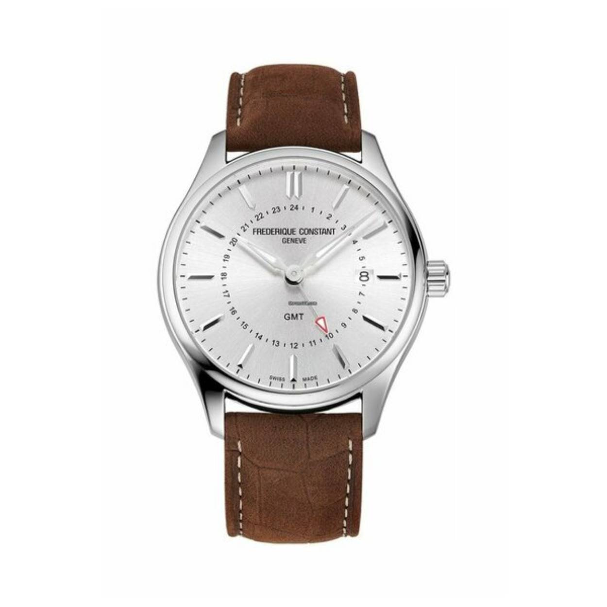 Het horloge heeft een quartz-uurwerk dat geplaatst is in een edelstalen kast. Op de blauwe wijzerplaat is analoge tijdsweergave zichtbaar. Aan de kast zit een blauwe lederen horlogeband met een doorn- / gespsluiting.

Het quartz-uurwerk biedt u datum-aanduiding, een GMT-functie (afzonderlijk in te stellen tweede tijdzone), als tijdfunctie(s). De ronde horlogekast is 50m waterdicht en voorzien van een saffierglas.