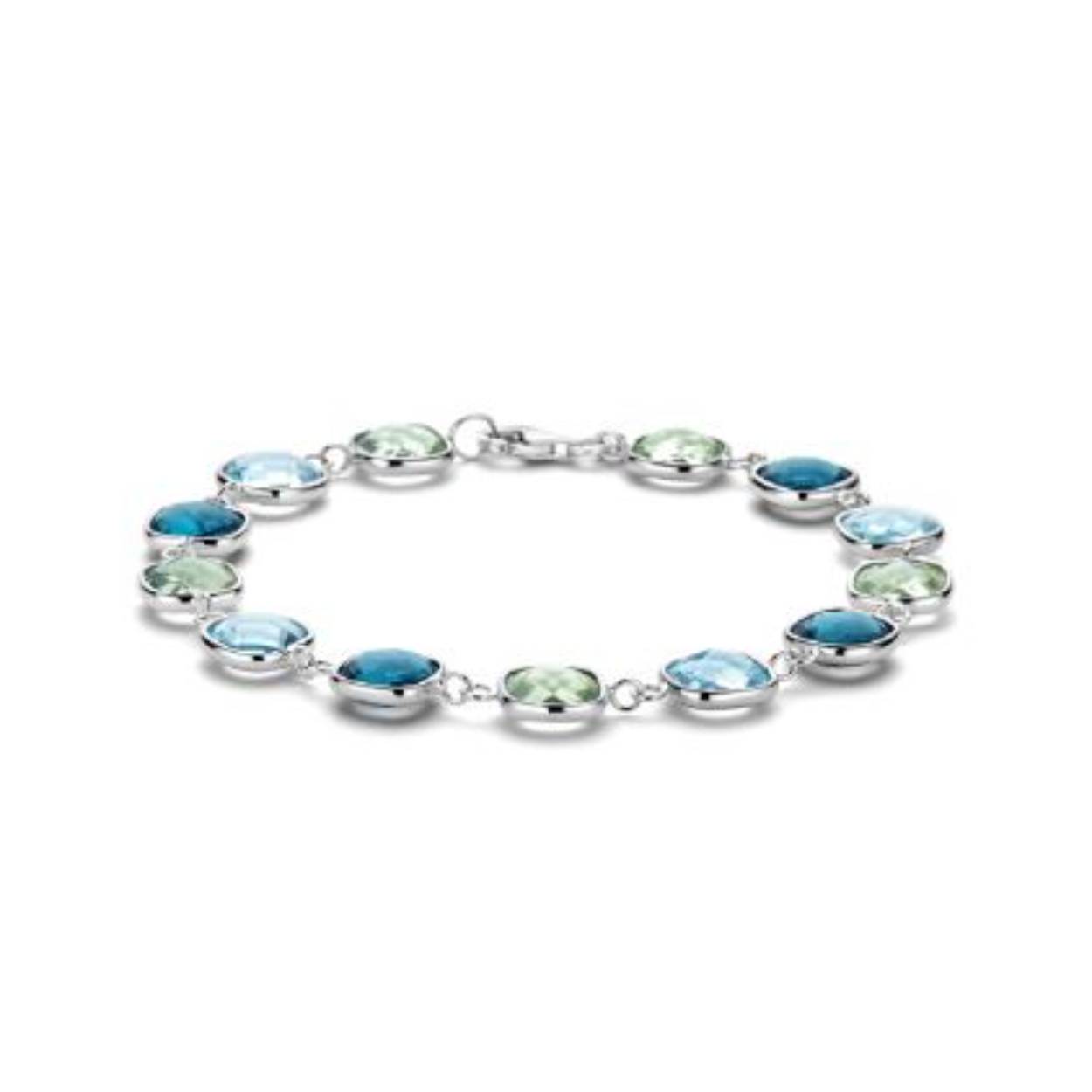 14kt witgouden armband met blue topaas