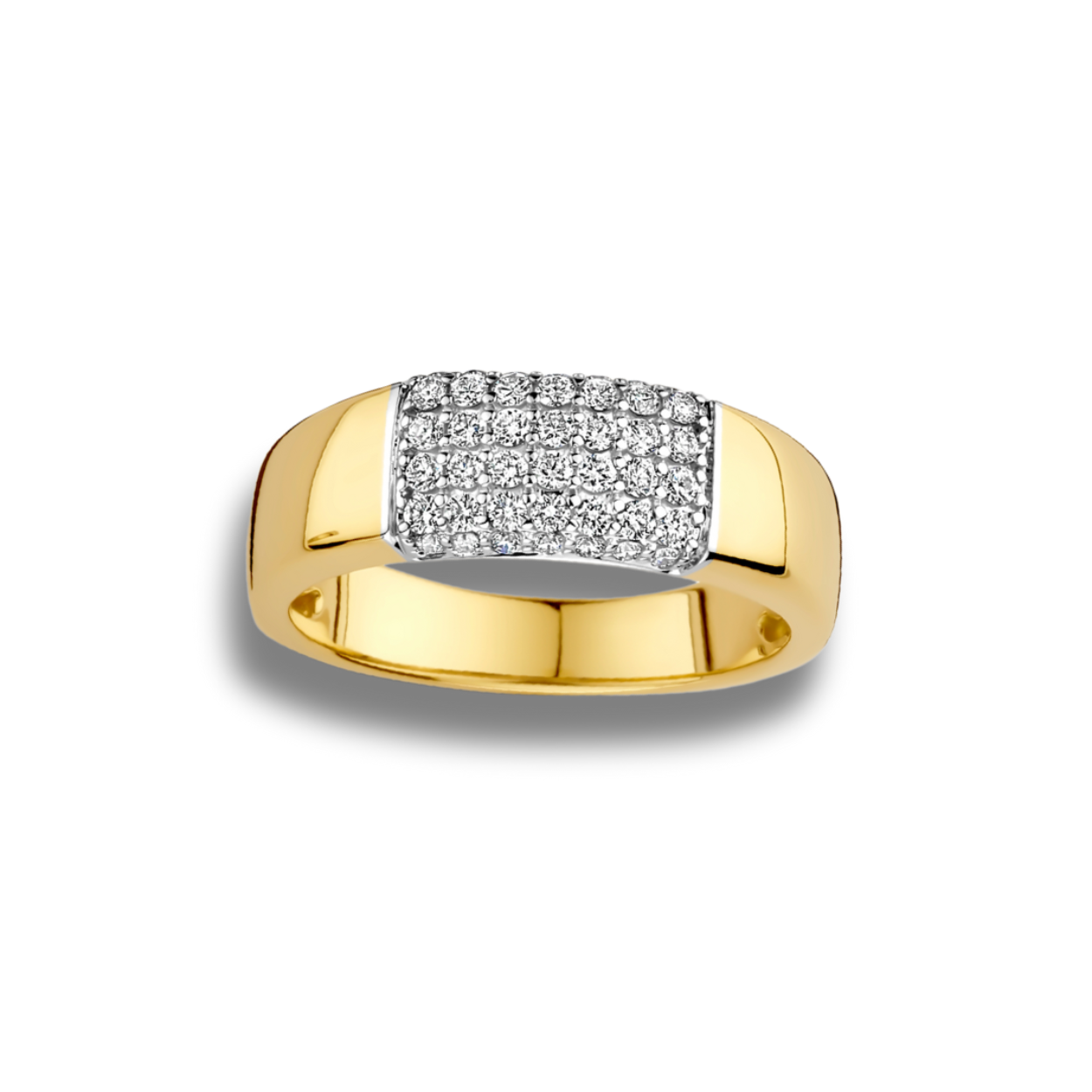14k geel en wit gouden ring bezet met 42 briljant geslepen diamanten van in totaal 0.40ct G Si