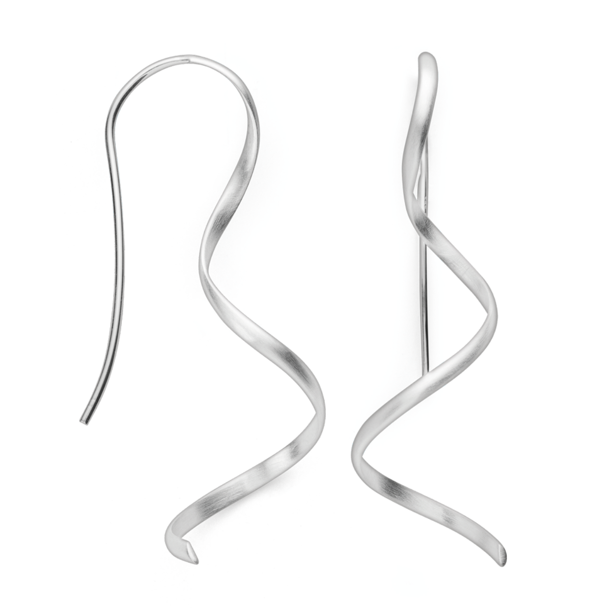 zilveren oorhangers, haak met krul mat