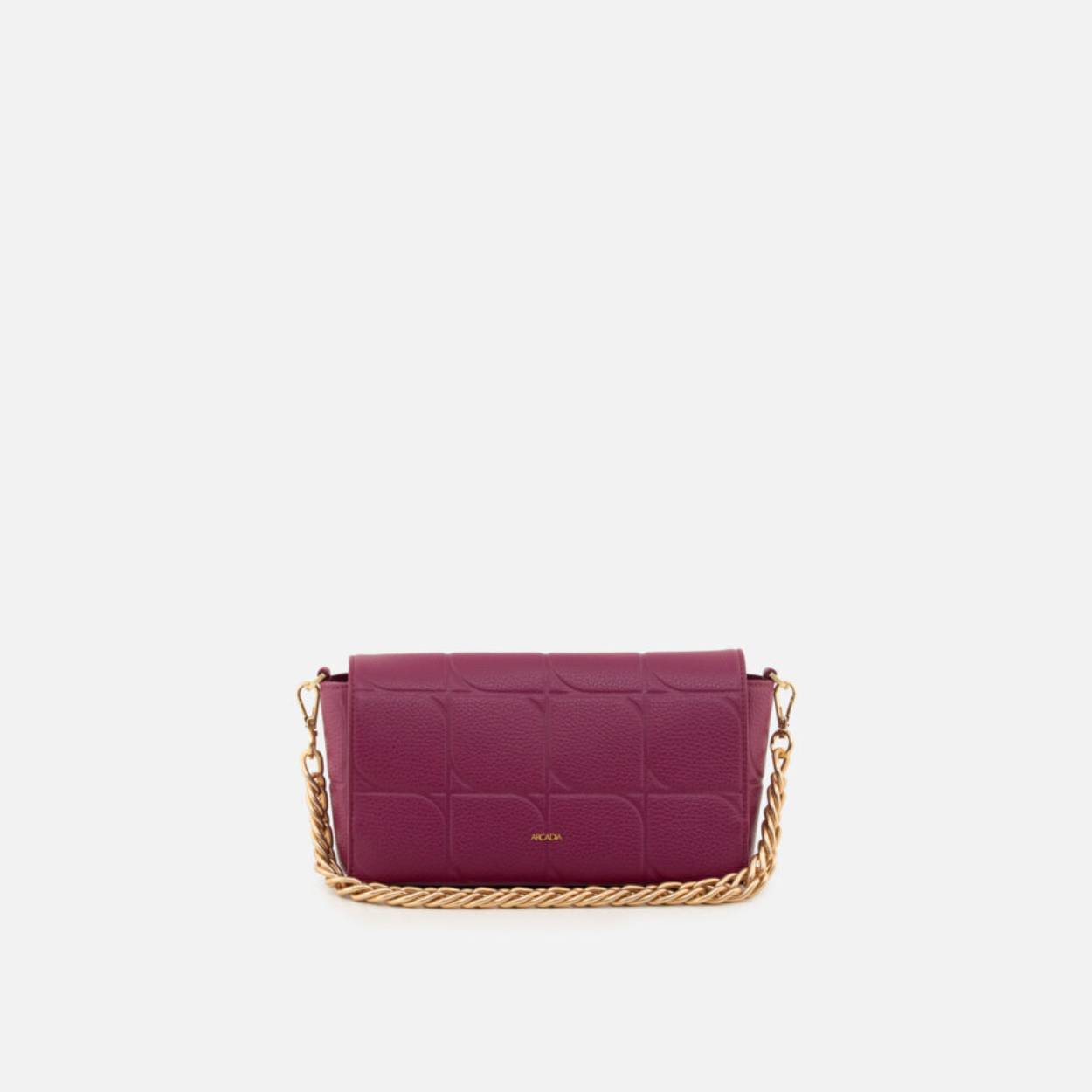• Hoogte 13 cm
• Breed 25 cm
• Diep 7 cm

Pebbled calf leather – Weight: 0.8 kg – Handle drop 22 cm – 8.50” inches – Magnetic closure – Inside zipper pocket – Brushed hardware – Branded lining – Removable shoulder strap drop 60cm-23.50” inches – Internal metal plate “Arcadia Made in Italy” – Model height 5’64” – 172 cm