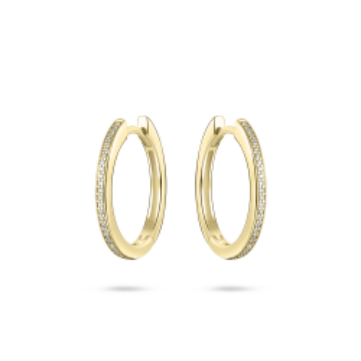 Zilveren oorring verguld 2x20mm met zirkonia 