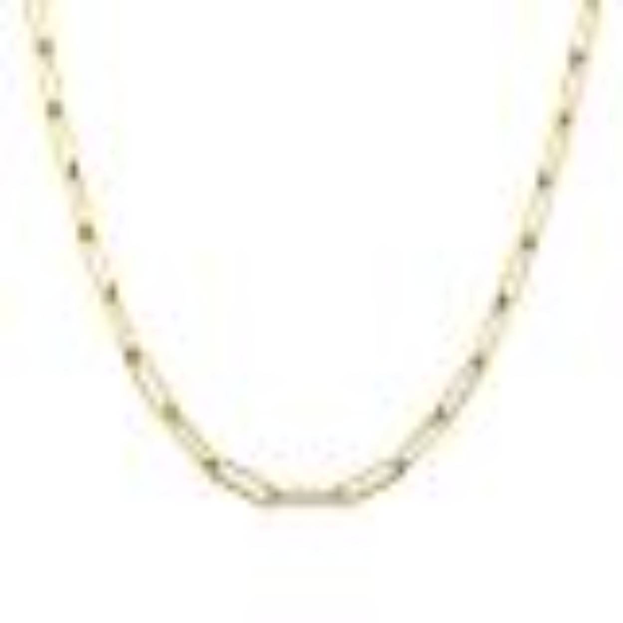 14k geelgouden paperclip collier, ronde buis, 45 cm lengte