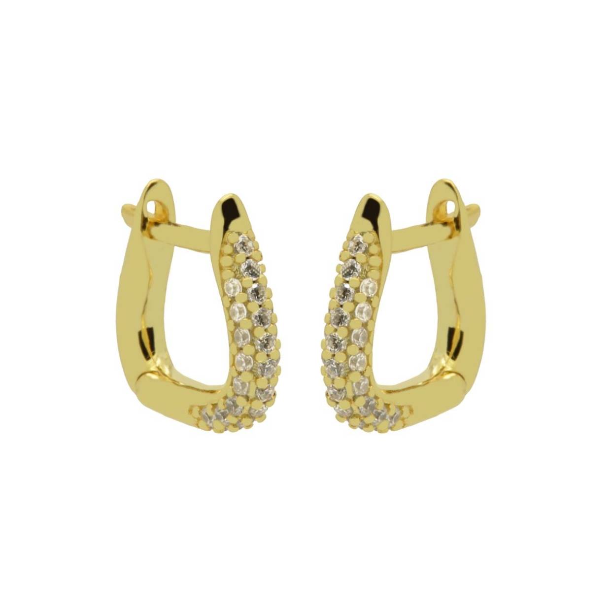 Hinged Hoops Zirconia Convex Small Goldplated 12MM