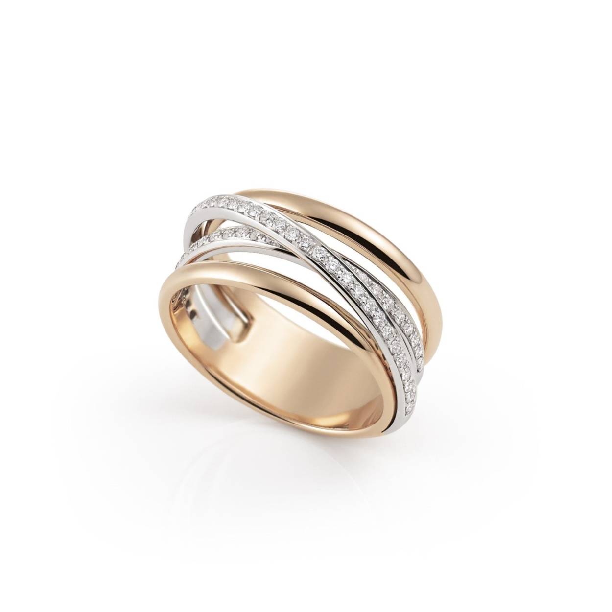 Prachtige 18krt gouden rose- en witgouden ring uit de Serenata lijn van Al Coro. De ring is bezet met diamant 57-0,37crt H SI.

De maat van de ring is 55 ( 17,5 ). Heeft u een andere maat, neem dan gerust contact met ons op.

Ref: R7652WR