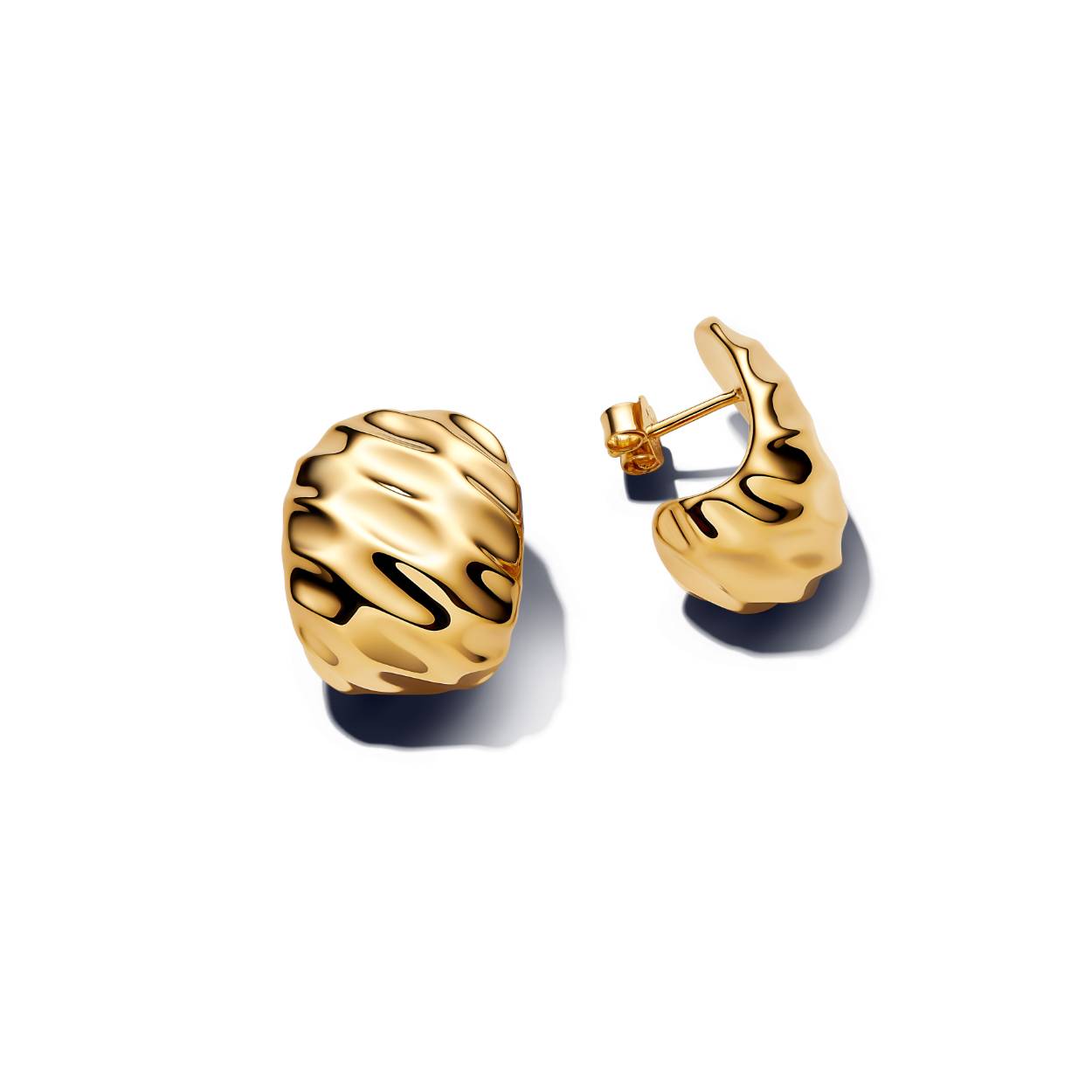rippled oorstuds gold plated groot