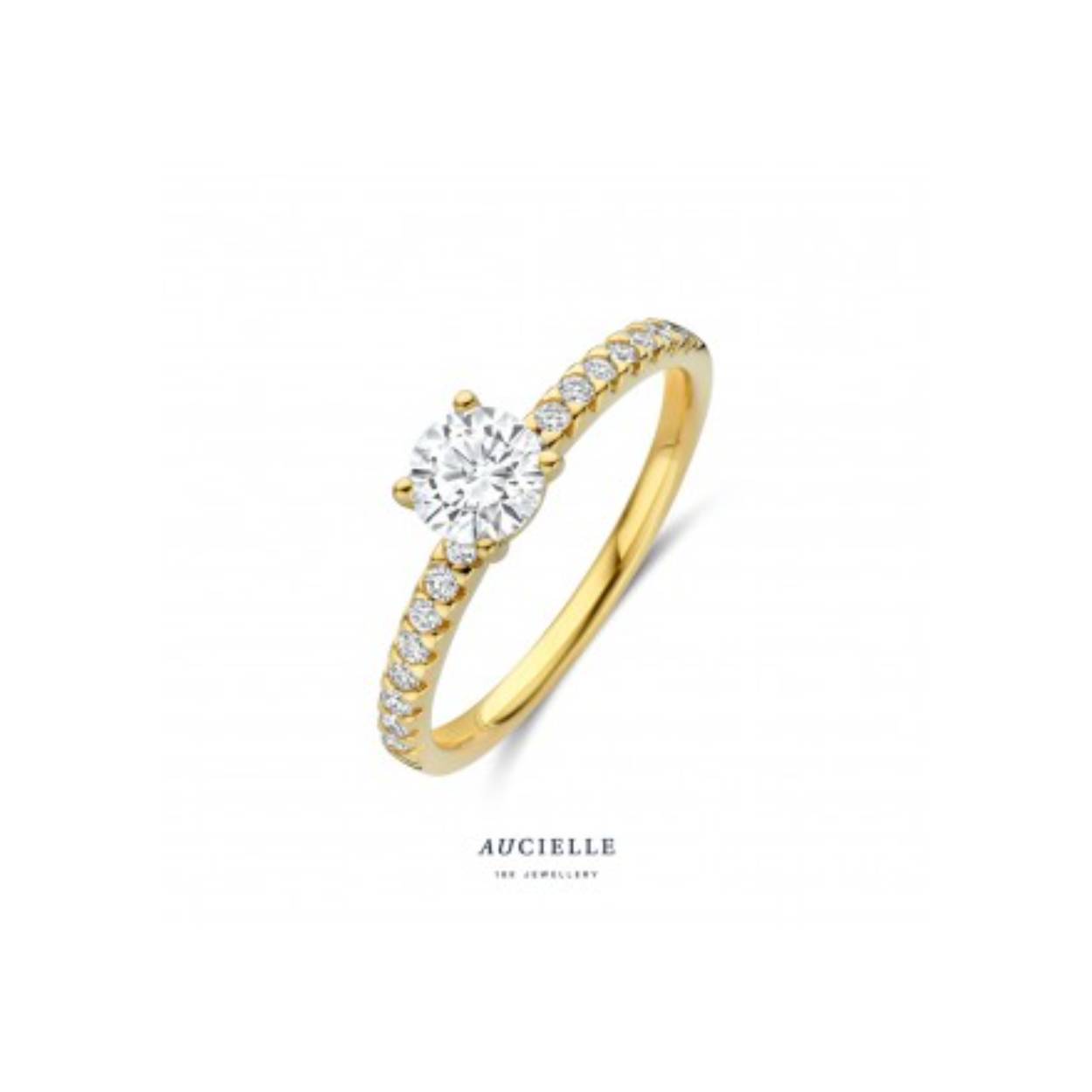 RING GEEL GOUD 18KT MET LABDIAMANTEN