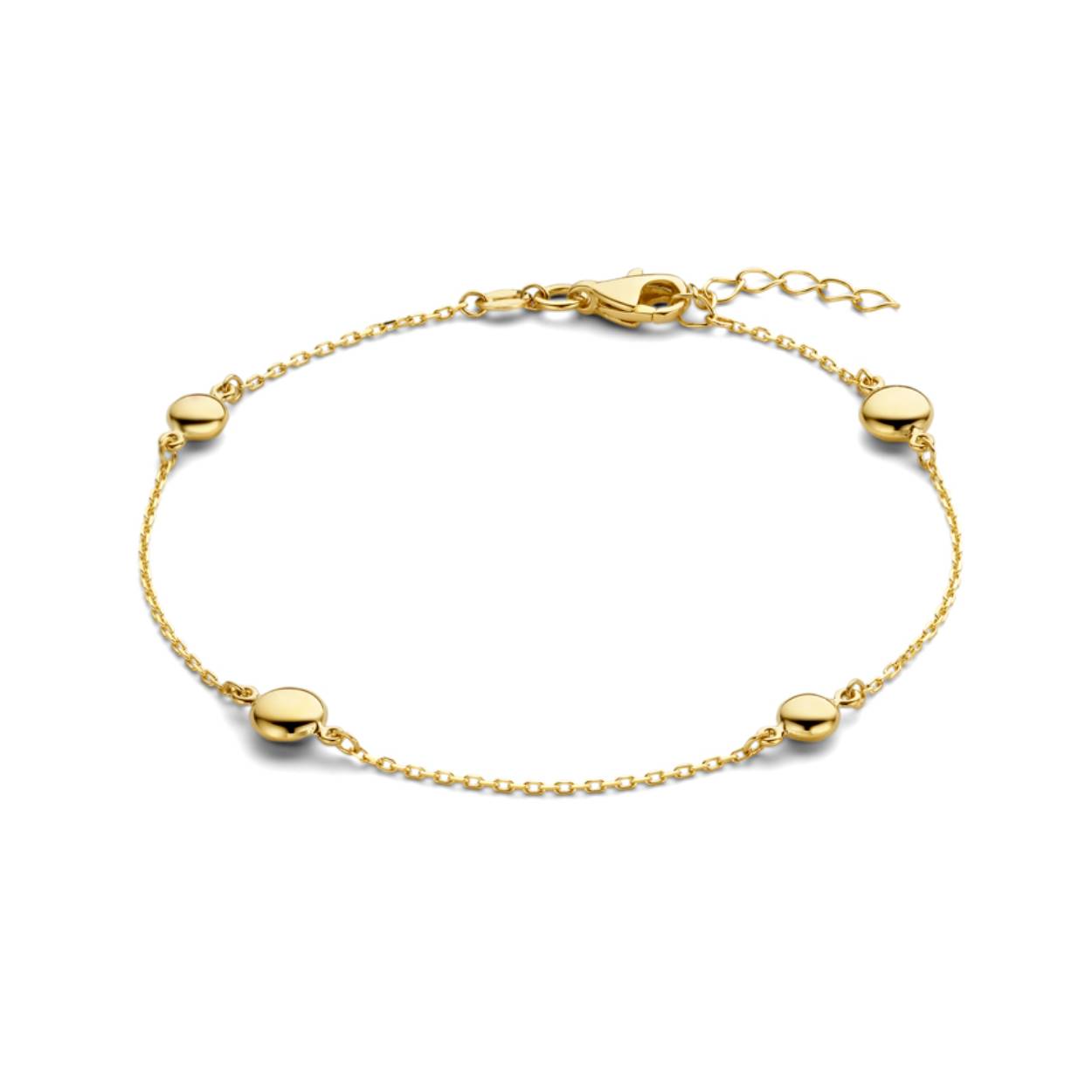 gouden armband, anker+rondjes 18cm