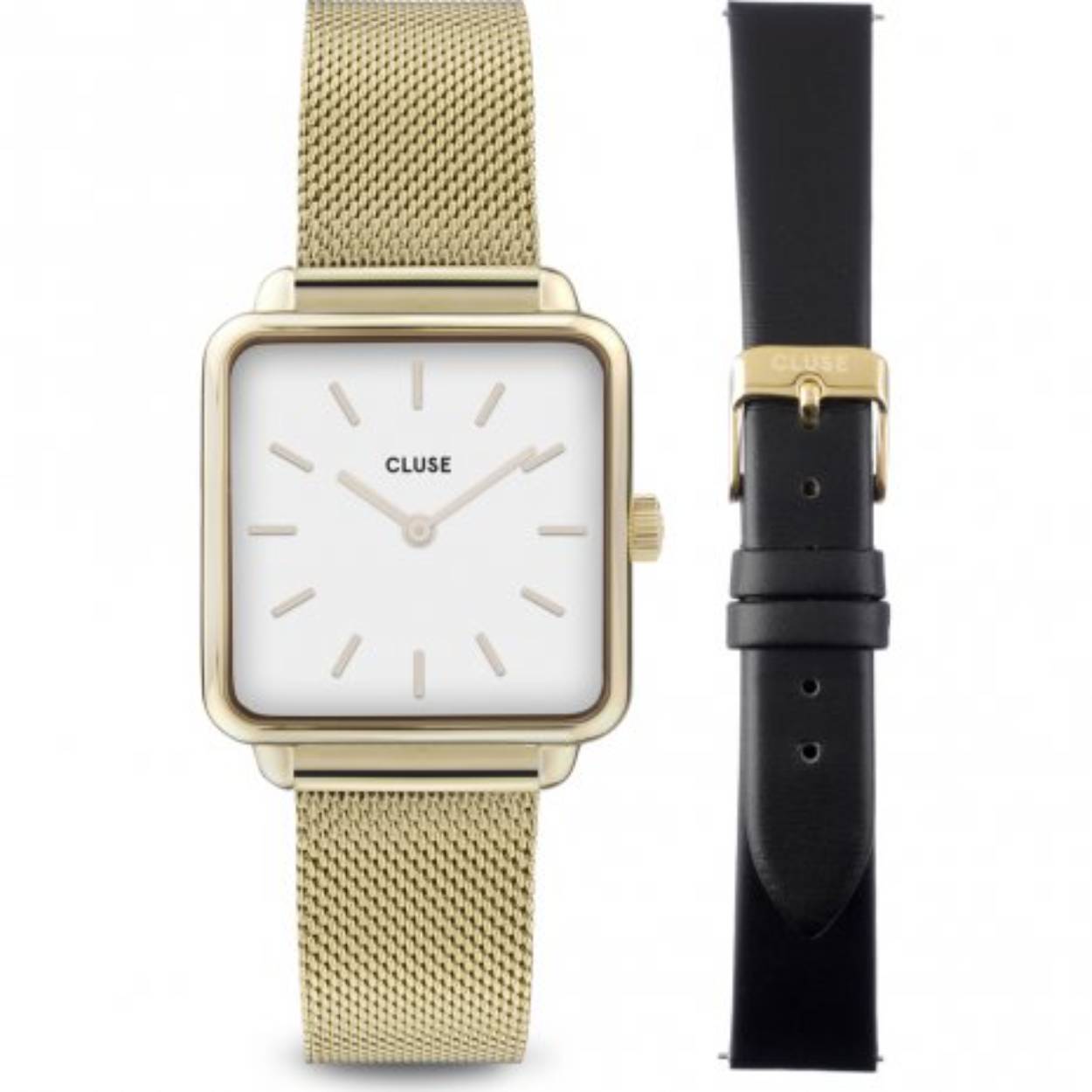 Gift Box La Tétragone Watch & Leather Strap, Gold Colour