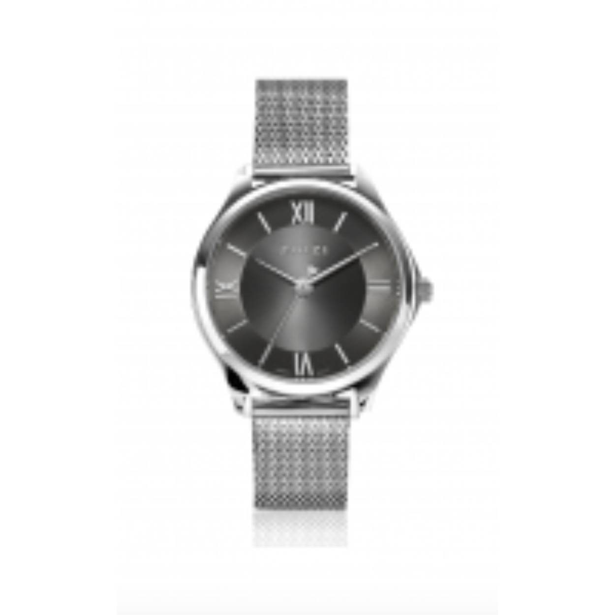 ZINZI Classy Mini horloge grijze wijzerplaat stalen kast en meshband