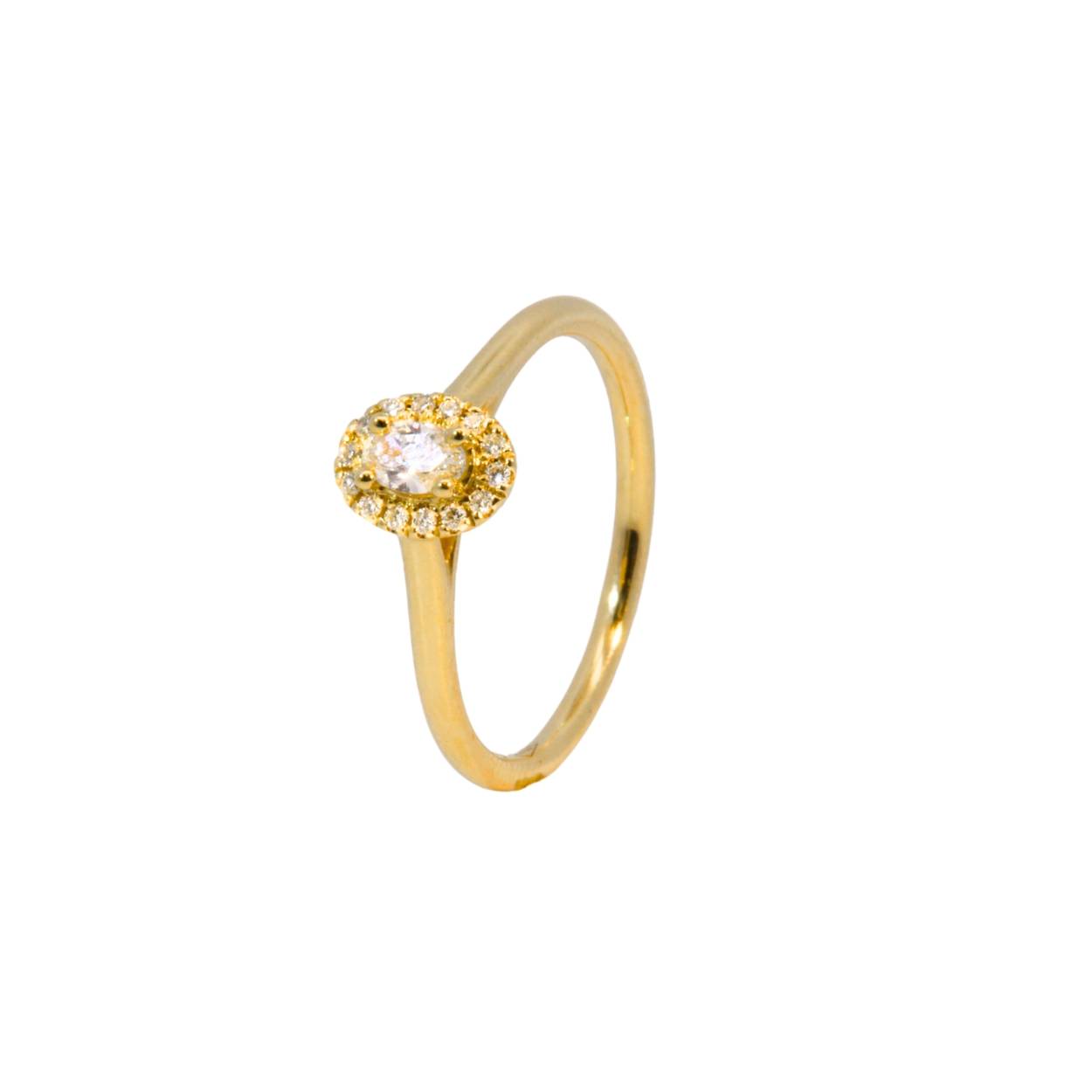 Geelgouden solitair met diamanten van 0.21ct