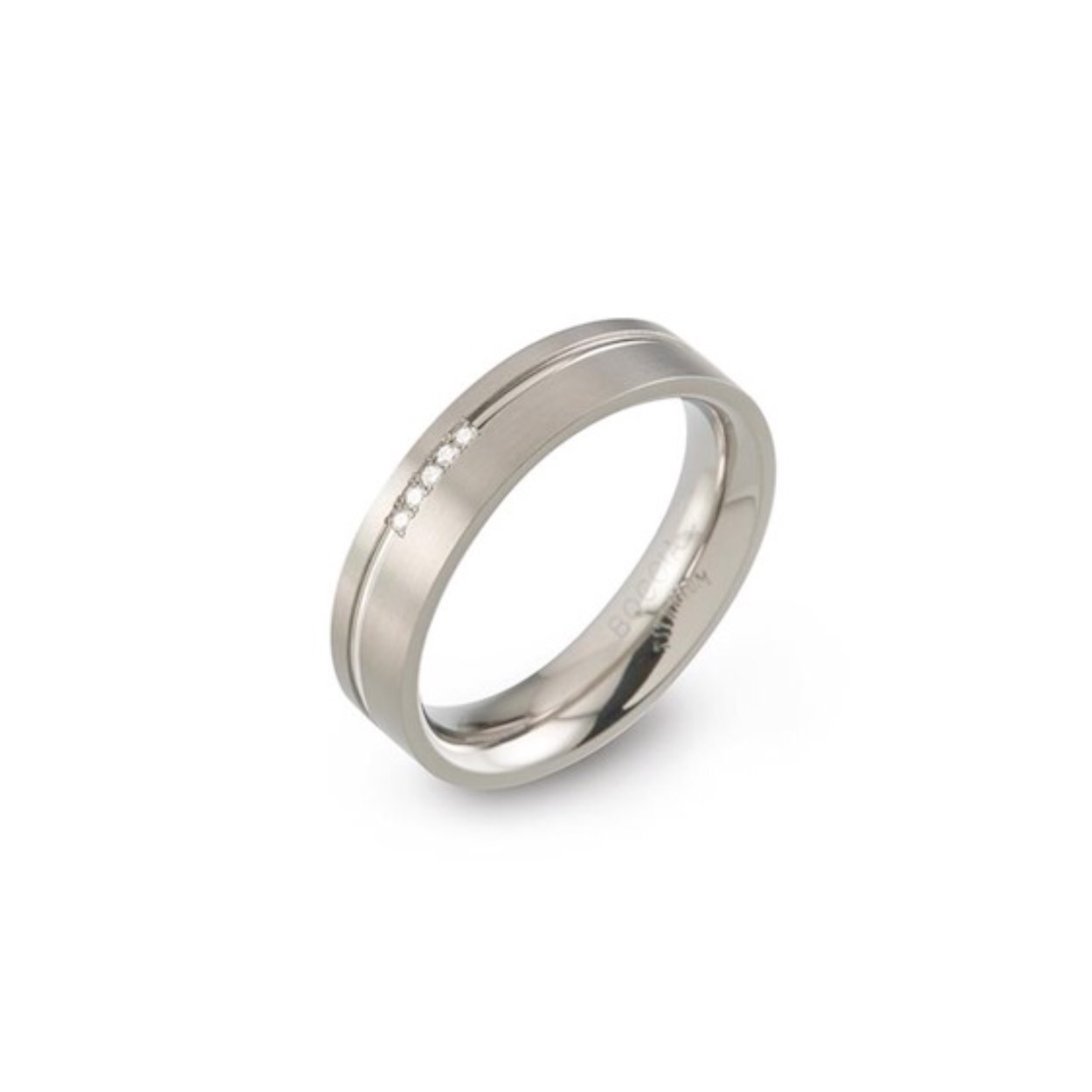 Boccia titanium ring met 5 diamant 0.025 crt