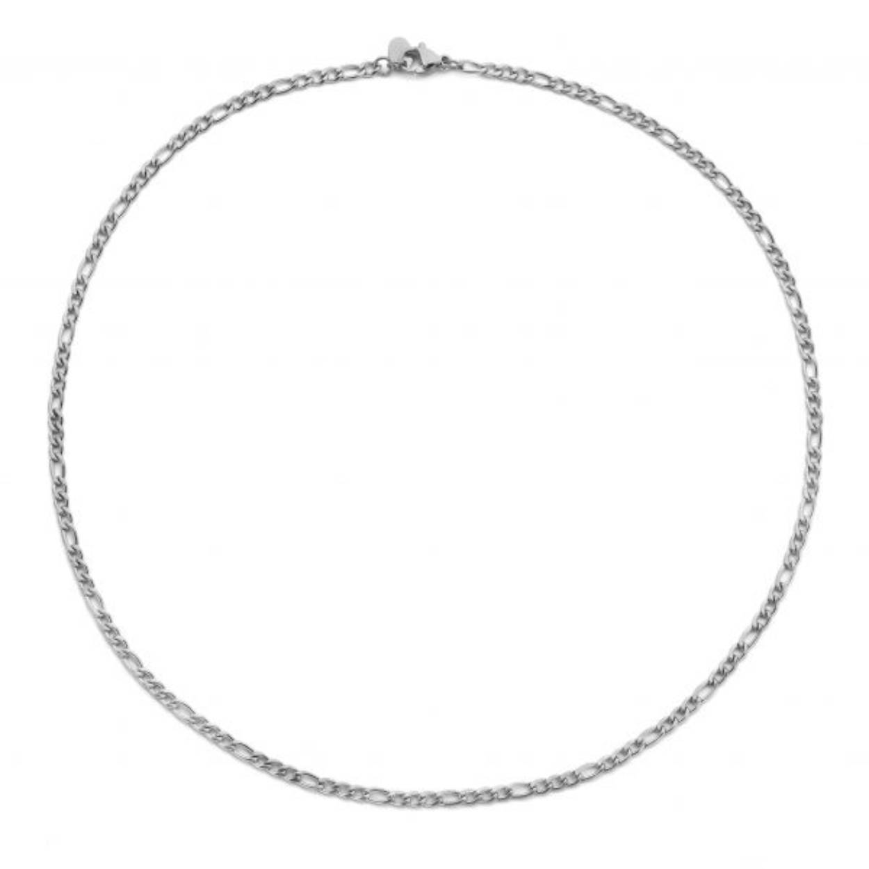 Stalen schakel collier, Figaro. 3mm Lengte 40 + 5 cm
