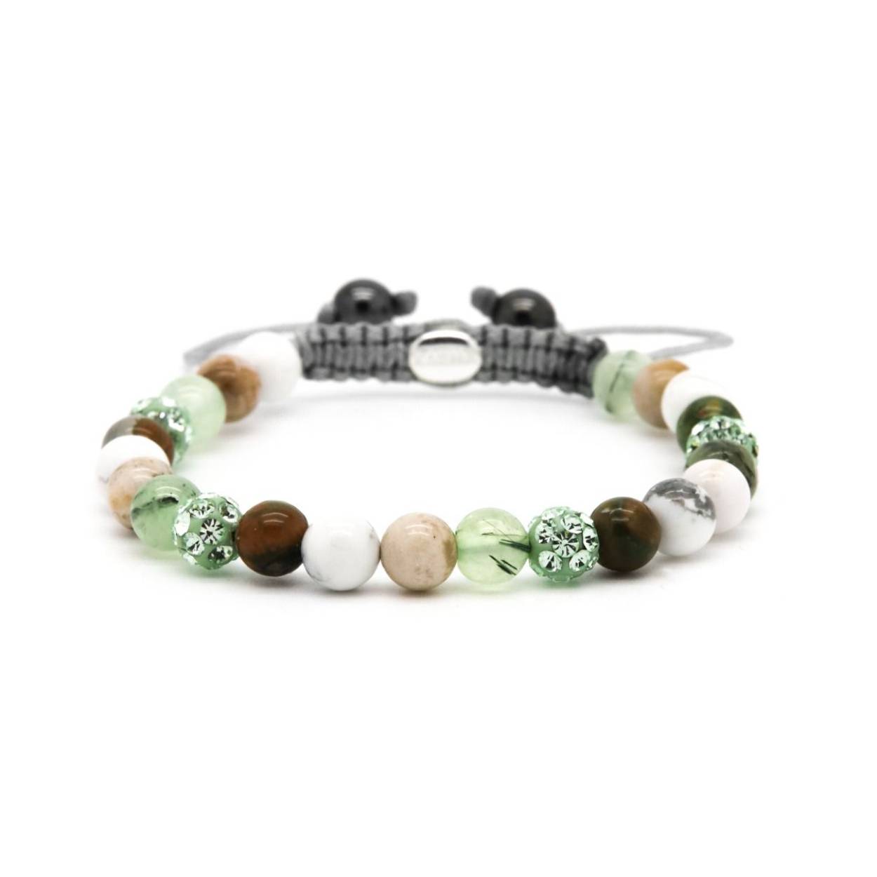 This is the Spiral Lola XS (green crystal) bracelet. All the crystal beads and natural stone beads are 6MM. It's a perfect bracelet to mix and match with our other bracelets!