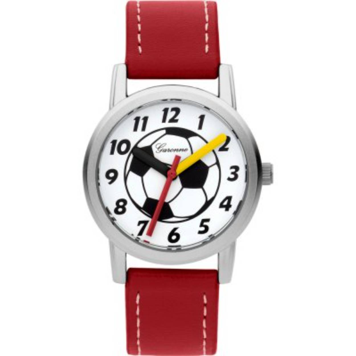 Dit is een horloge van het merk Garonne gemaakt voor jongens.
De specificaties zijn als volgt:
Kastmaat: 28  mm
Bandlengte: 170
Bandbreedte: 14
Waterdichtheid: 5 ATM / 50 Meter / 165 Feet