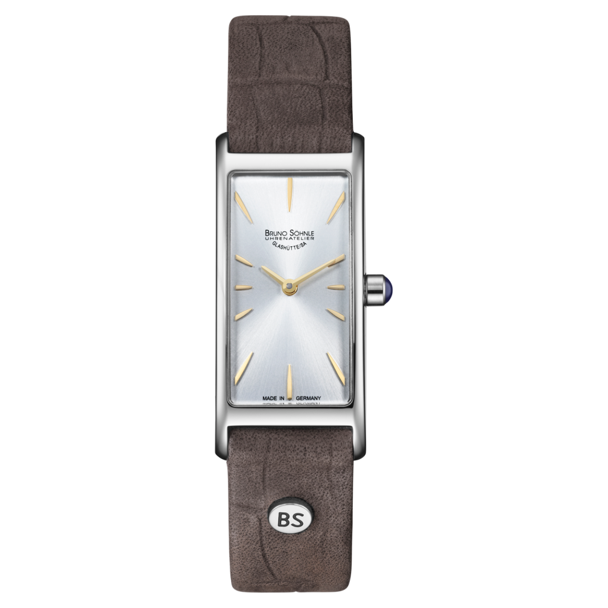 Stijlvol rechthoekig dames horloge met leren band.