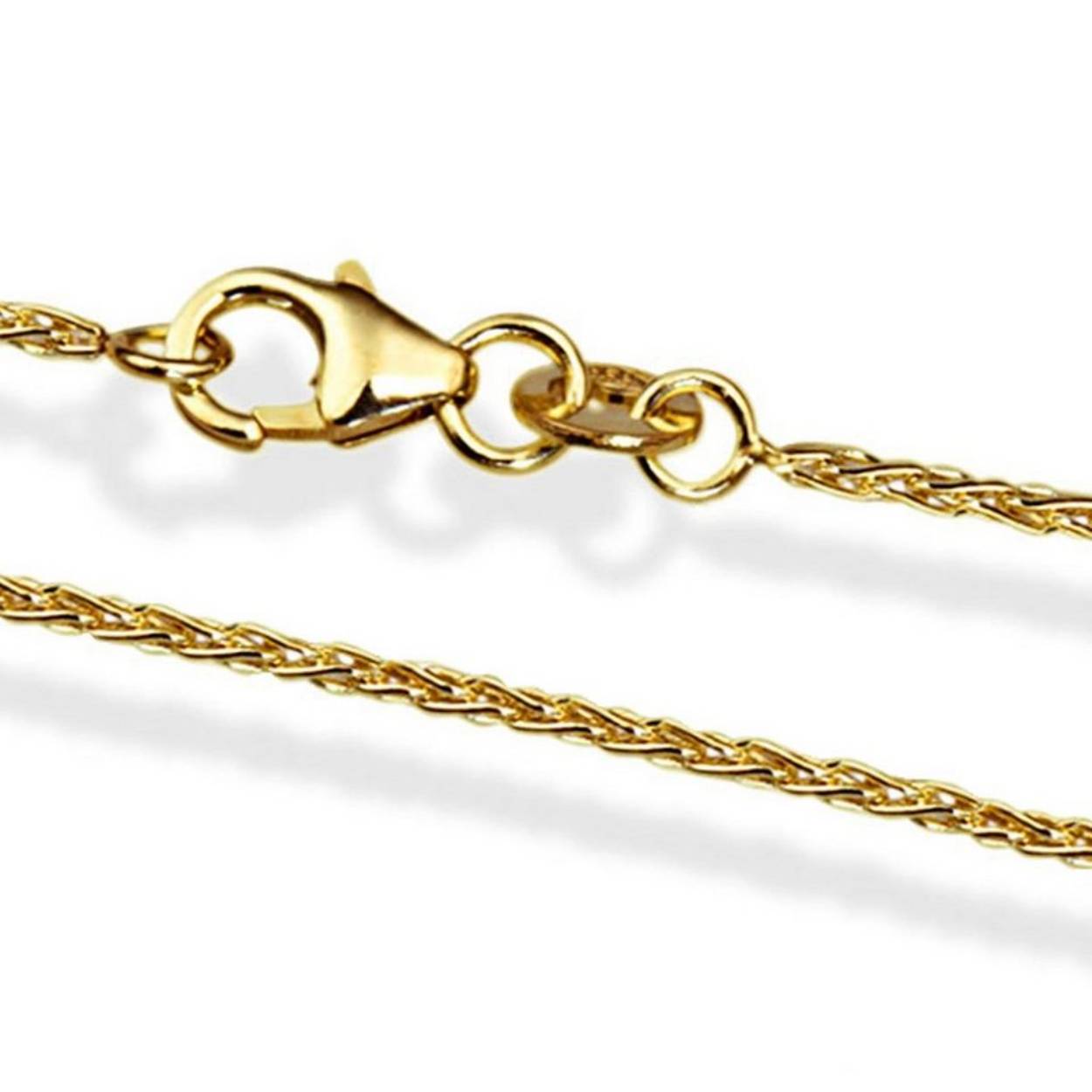 14k geelgoud zopf ketting, 1.3mm breed en45 cm lengte