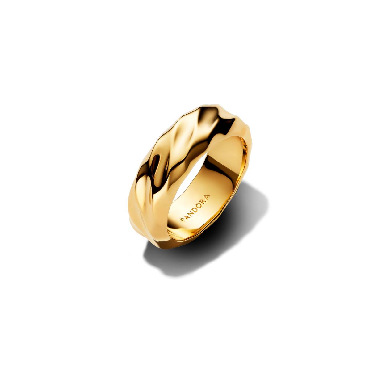 14kt goldplated ring geribbeld