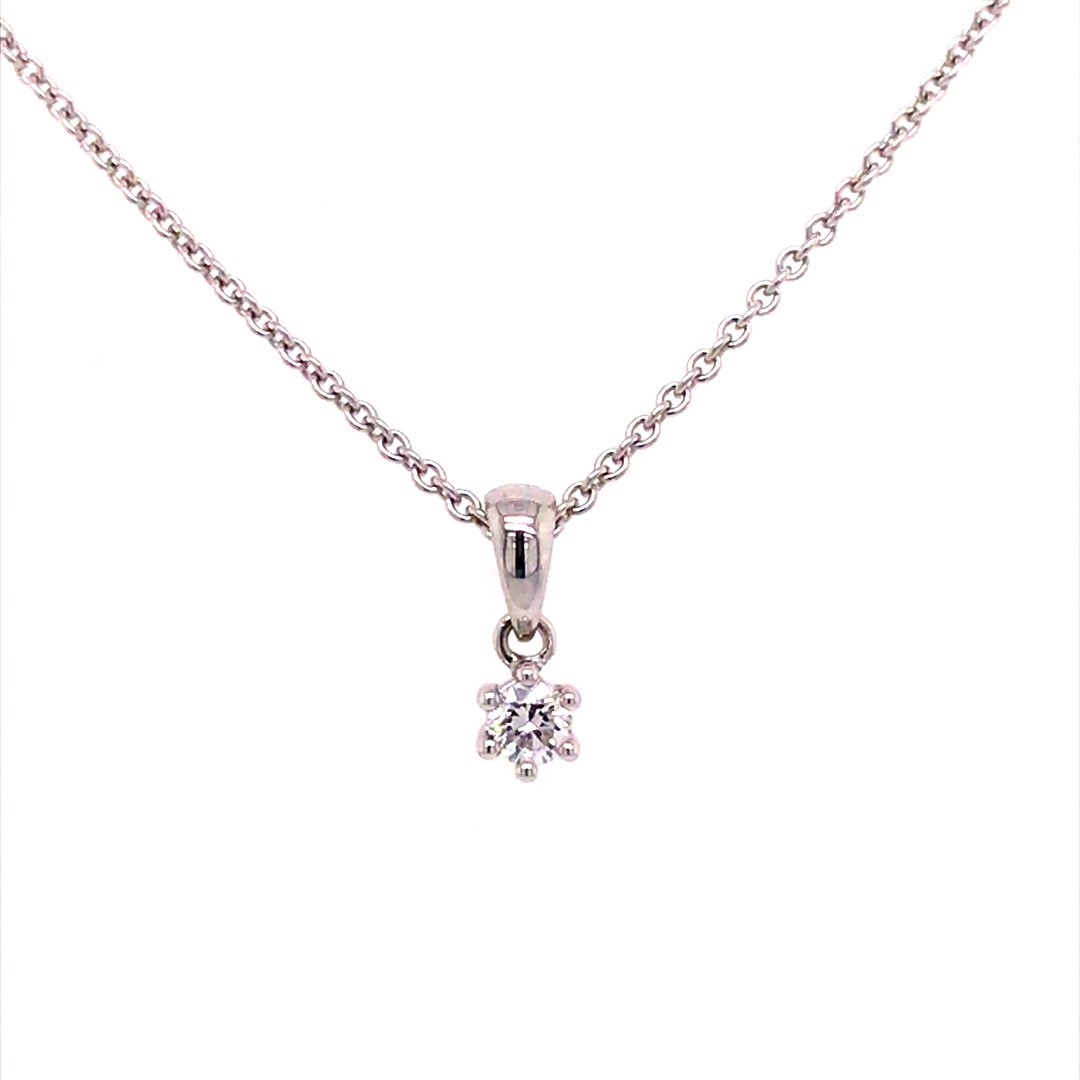 Alexander juwelier  14krt witgouden hanger met diamant