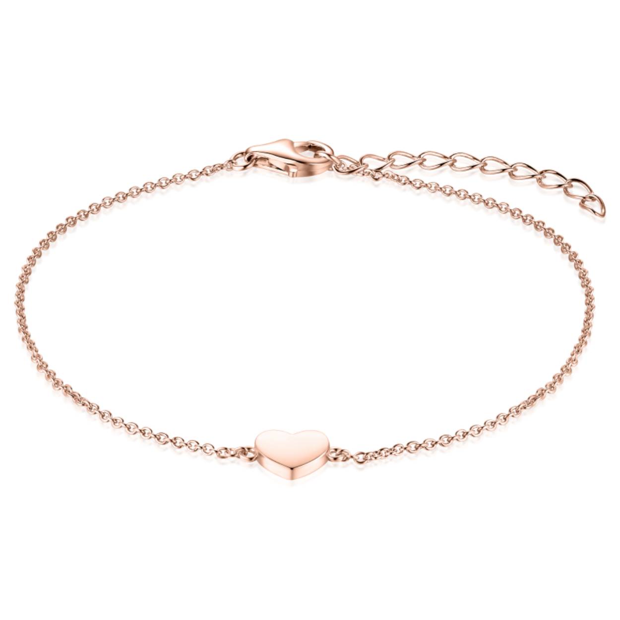 Mooie Zilveren rosé vergulde anker schakel armband met in het midden een Massief hart. 
Lengte: 17 cm + 3 cm.

Leuk om te combineren met de bijpassend 
collier N1030R en/of 
oorstekers E1031R