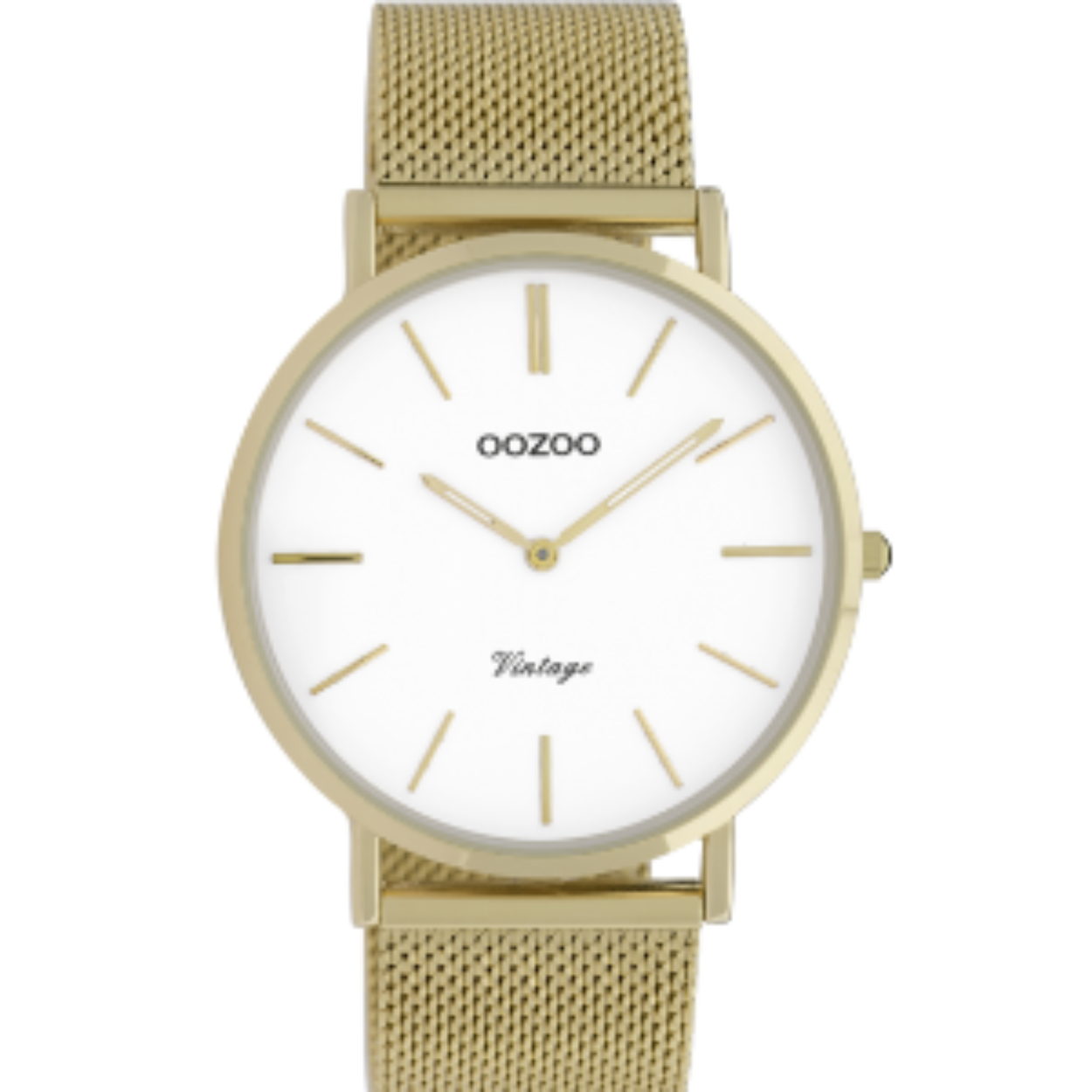 Verfijning en elegantie zijn de twee sleutelelementen van deze prachtige OOZOO Vintage series. Dit klassieke ronde model past bij iedereen. Dit unisex horloge is de perfecte combinatie van comfort en fashion met zijn 40 mm gouden metalen horlogekast en witte wijzerplaat. De gouden metalen mesh armband maakt dit horloge tot een all-time classic welke je bij iedere gelegenheid kunt dragen. De wijzerplaat heeft gouden strepen tijdsaanduidingen en bijpassende kleurige wijzers. Dit model is een must-have voor jouw dagelijkse garderobe. Het mineraalglas ligt in een 6,9 mm dunne metalen horlogekast met IP-plating. De C9909 heeft een stainless steel achterplaat en is nikkel-safe. Dit horloge heeft een 2ATM Japans uurwerk en wordt gedekt door een garantie van 2 jaar 