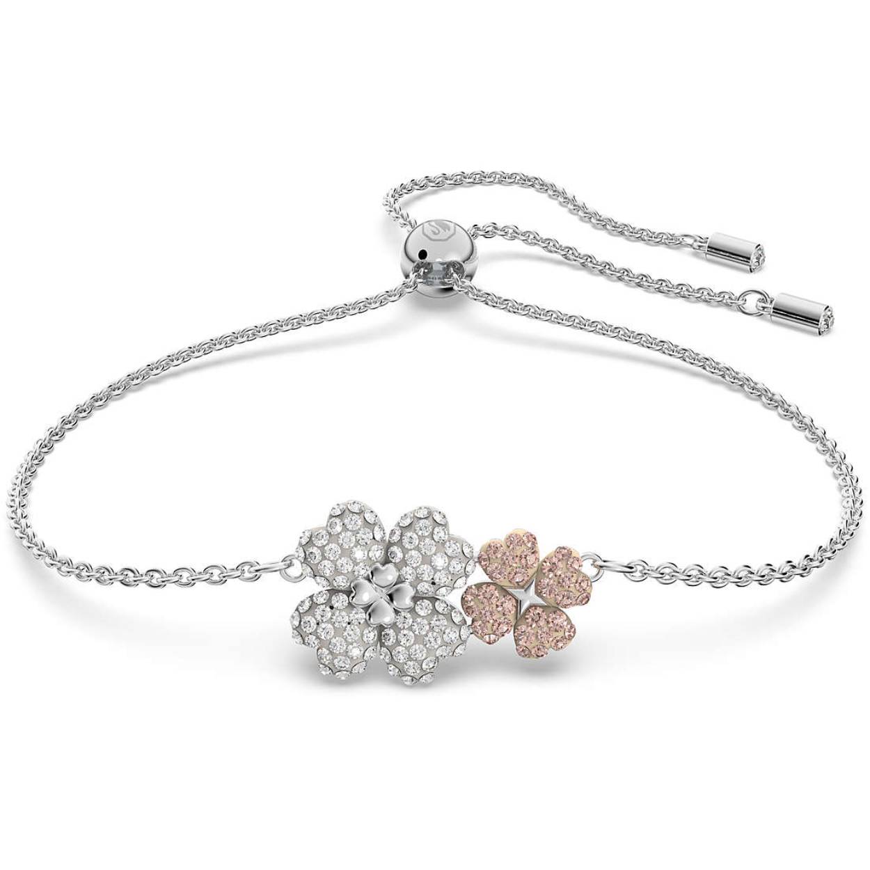 Vul je sieradendoos aan met deze tijdloze en prachtig vrouwelijke armband. Het verfijnde design is voorzien van een kristallen bloemenmotief dat is gezet met de Pointiage® techniek van Swarovski en is afgewerkt met een rodium toplaag. Draag over de mouw van een T-shirt of coltrui om een eenvoudige look speciaal te maken.