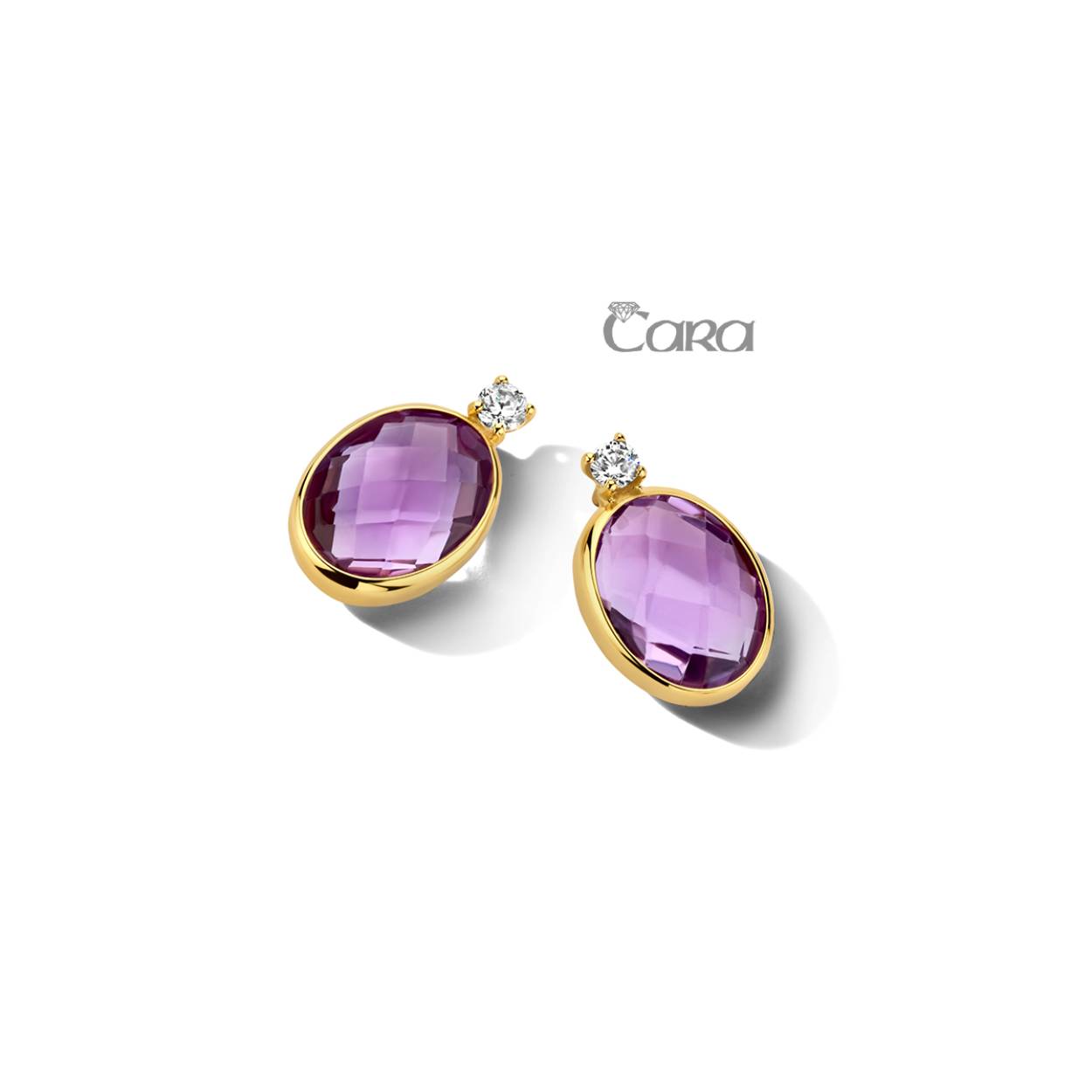 Cara oorstekers goud 18k met Amethyst