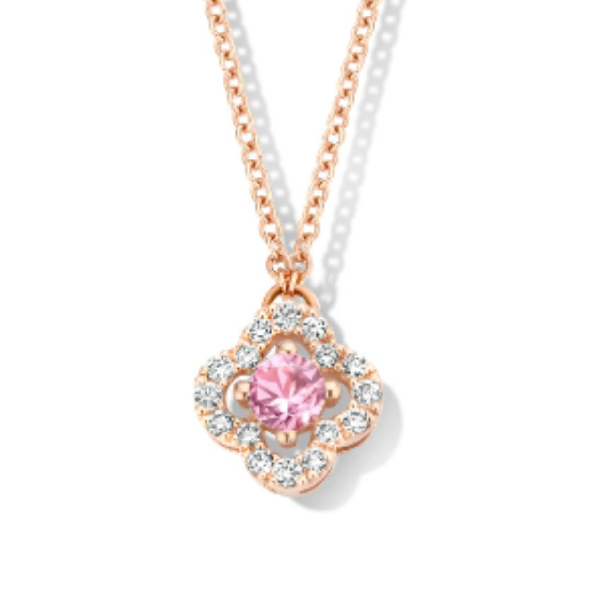 Salina halsketting in 18 Kt rosé goud met roze saffier en diamanten