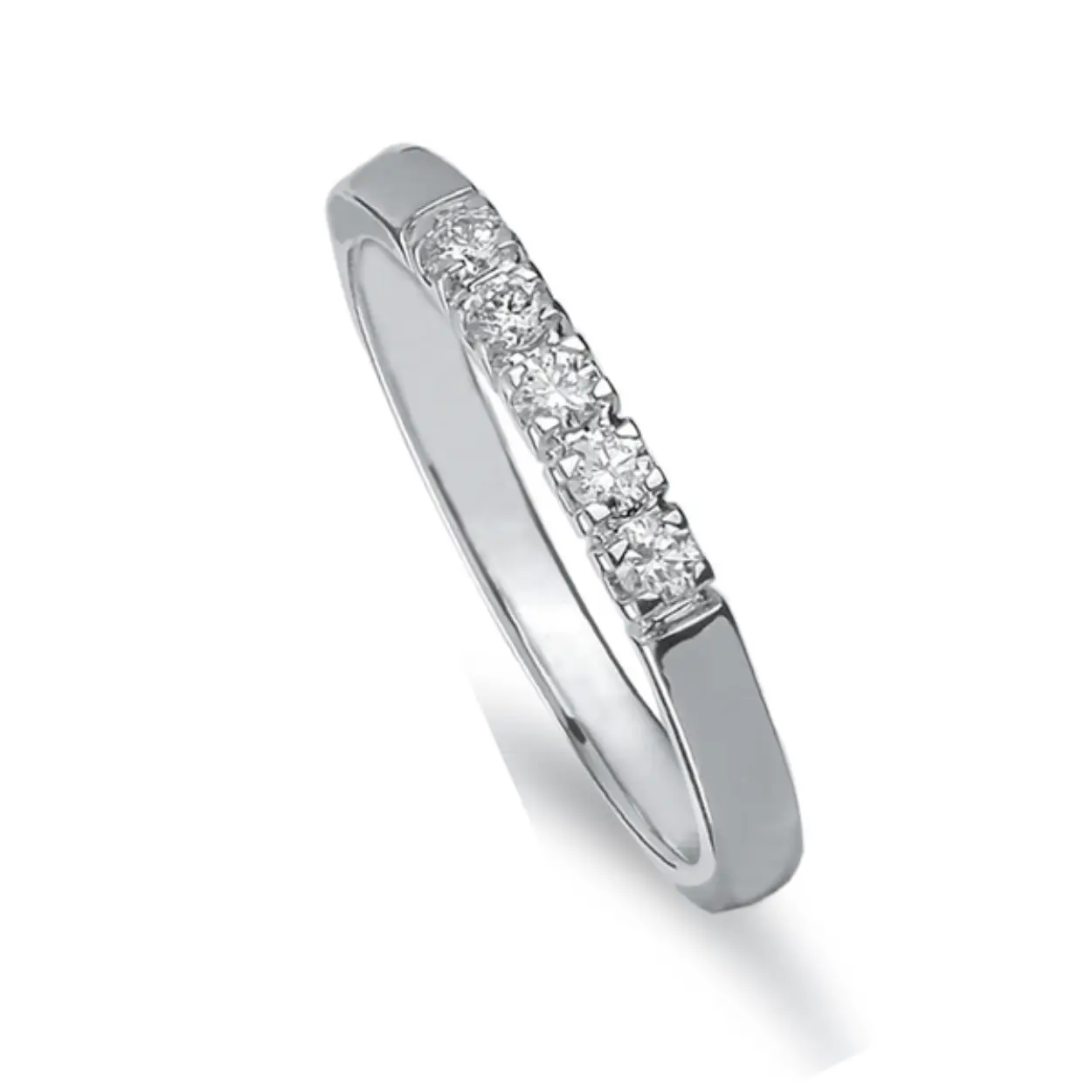 Witgouden memoire ring 5x0.05ct