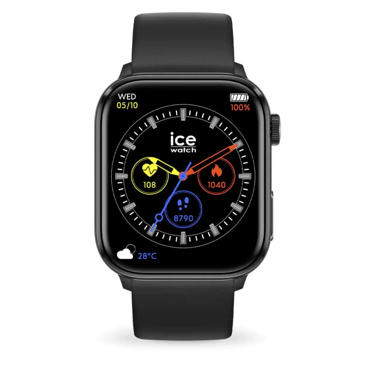 Ontdek de ICE smart two: een verbonden horloge dat zowel surft op de huidige trends als op het DNA van het merk Ice-Watch. Een uitzonderlijk amoled-scherm, gevarieerde en kleurrijke wijzerplaten, in overeenstemming met de vakbekwaamheid van het merk, evenals een veelheid aan functionaliteiten die u zullen vergezellen in uw dagelijks leven: zo kleedt u uw pols goed aan voor elk moment van het leven en voor elk seizoen!

Functies: 
-Activiteiten (stappenteller, afgelegde afstand, verbruikte calorieën,...)
-Telefoongesprek
-Slaapanalyse
-Hartslagmeter
-Bloeddrukmeter
-Saturatiemeter
-Sportmodus
-Trainingsrecords
-Weer
-Meldingen
-AI spraakassistent
-Camerabediening
-Extra functies: wekker, timer, stopwatch, zaklamp, telefoonzoeker, minigame...
Waterdichtheid: 3 ATM (spatwaterdicht, niet geschikt om te douchen/zwemmen)