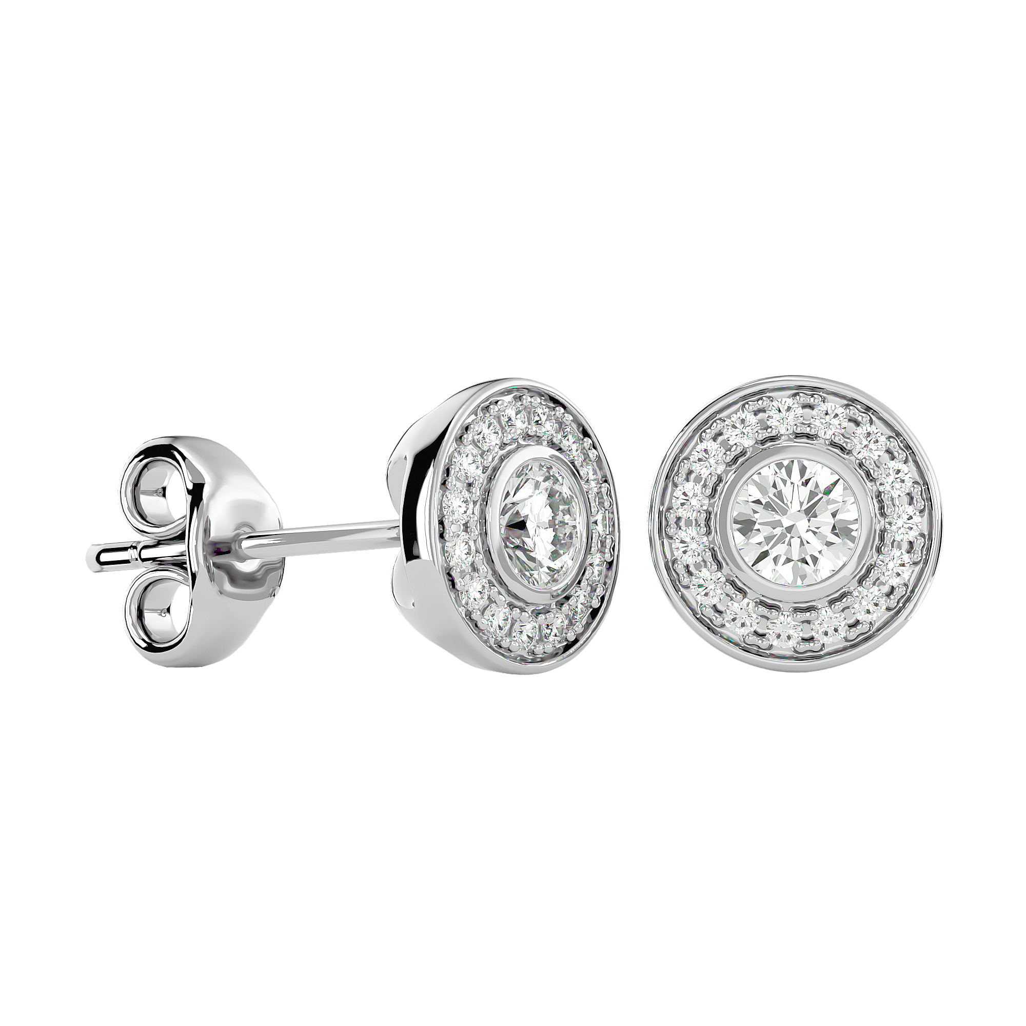 BOUCLES D'OREILLES OR BLANC ET DIAMANTS 0.40GHSI