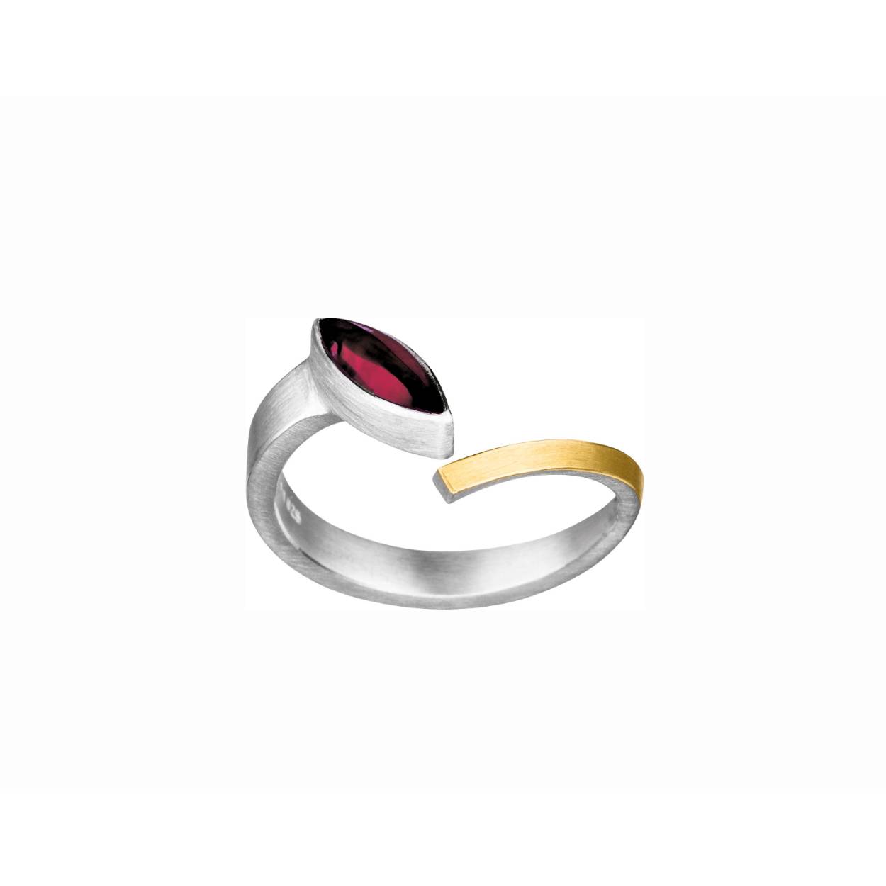 Ring zilver/goud met granaat