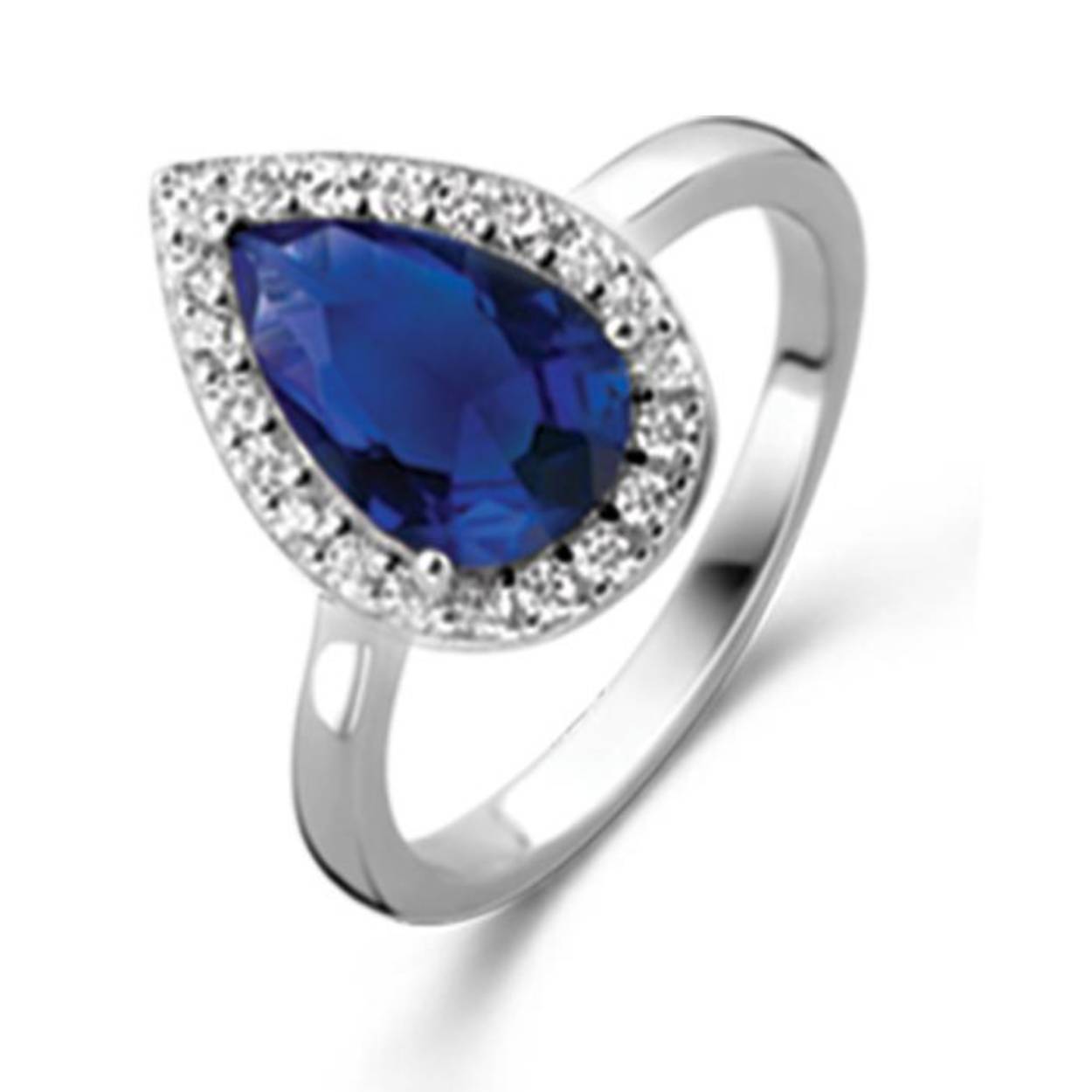 Zilveren ring met zirkonium en synthetische blauwe saffier
Maat 54 (wij bestellen deze ring graag in uw maat, neem hiervoor contact op met ons!)
Bijhorende ketting met hanger en oorbellen ook verkrijgbaar