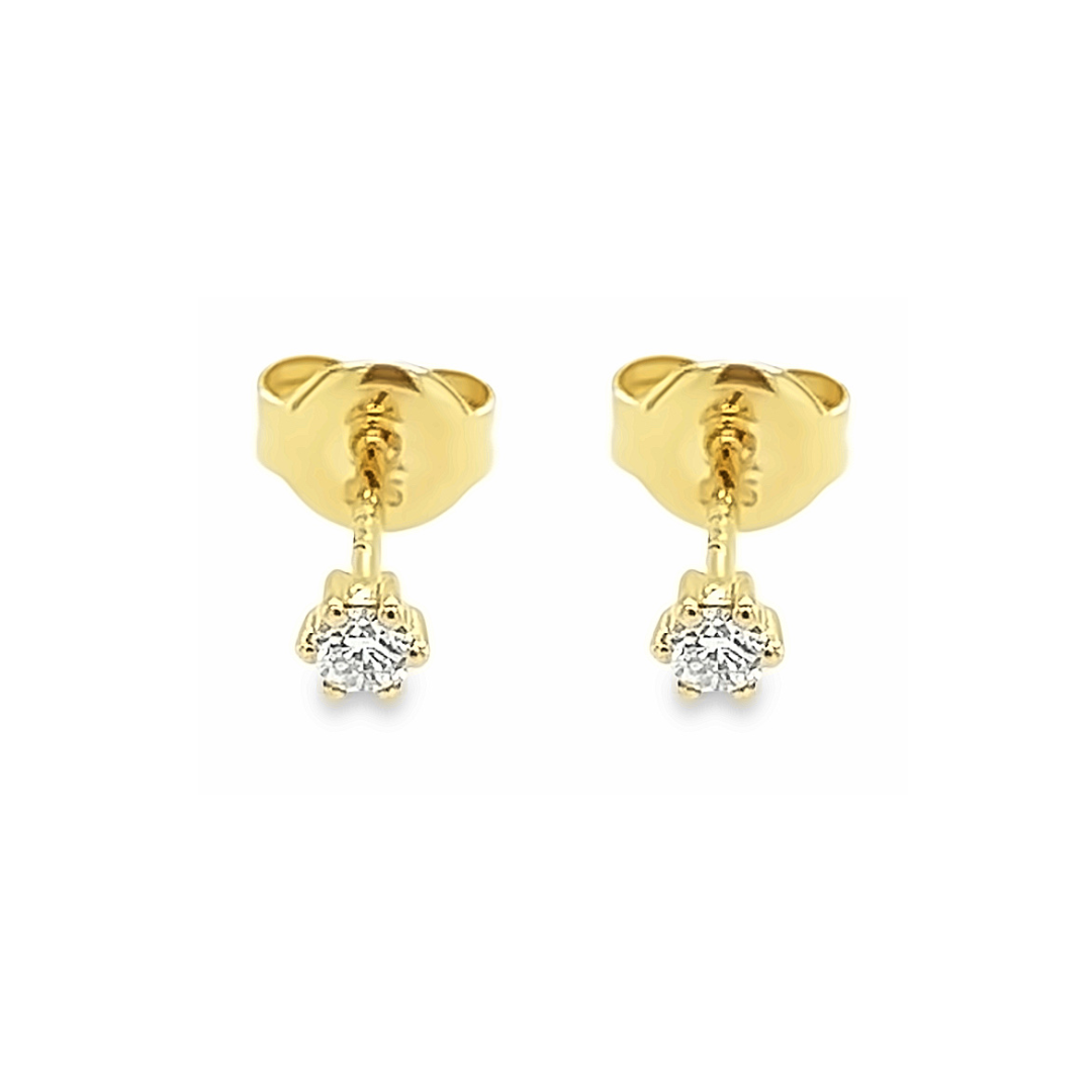 Geelgouden oorstekers met Diamant 0,10 karaat