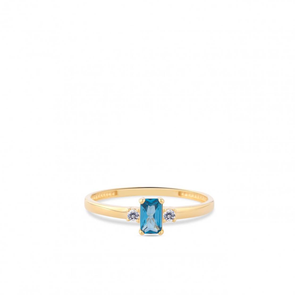 Swing Jewels 14k ring met lichtblauw zirconia.
Maat 52.