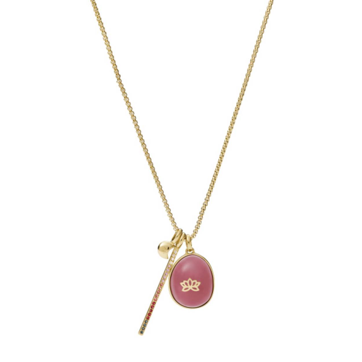 Gold plated fossil collier met hangers
