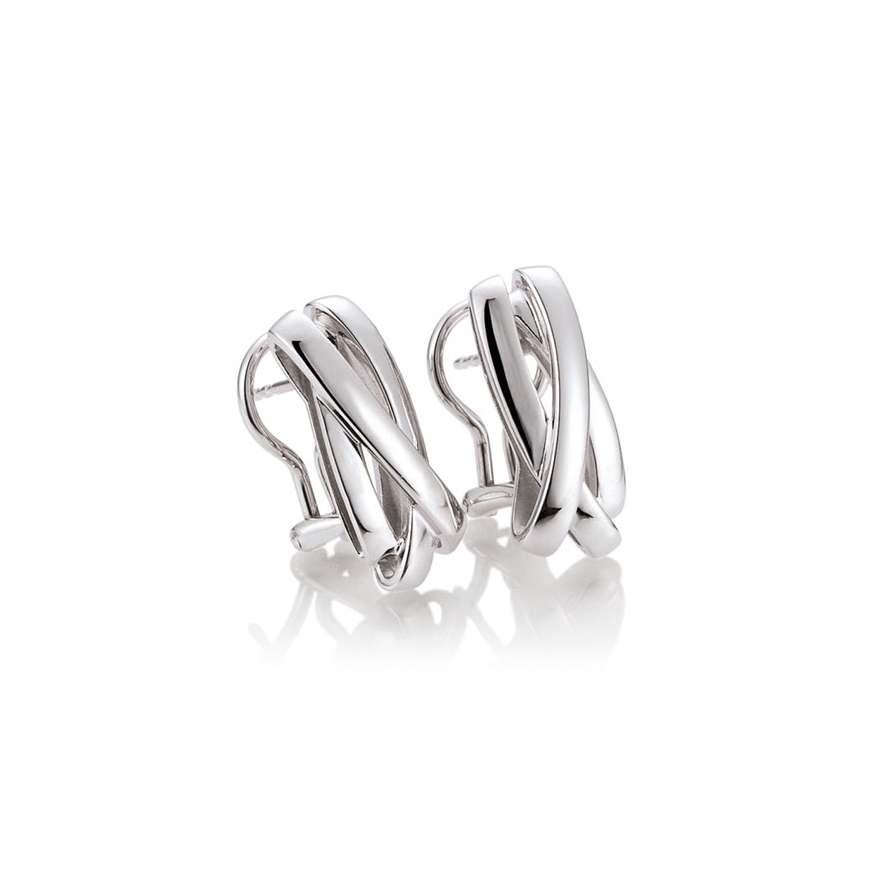 Zilver Rhodium oorstekers met stevige clip sluiting