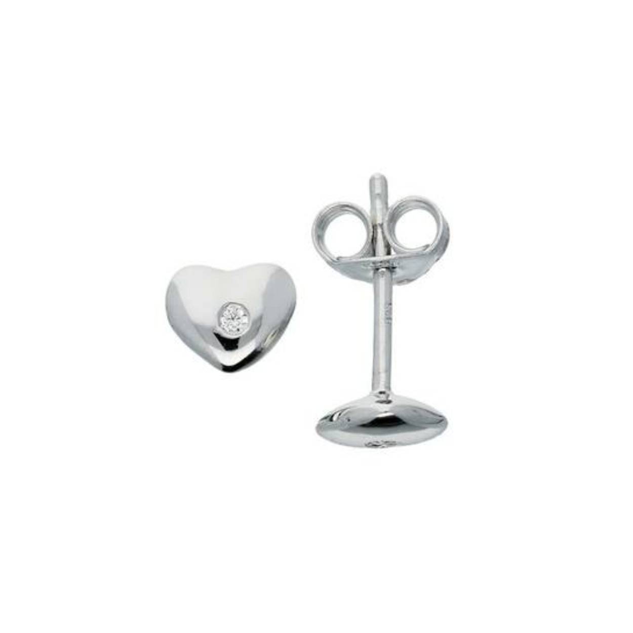 Huiscollectie zilveren oorknoppen hart met zirkonia