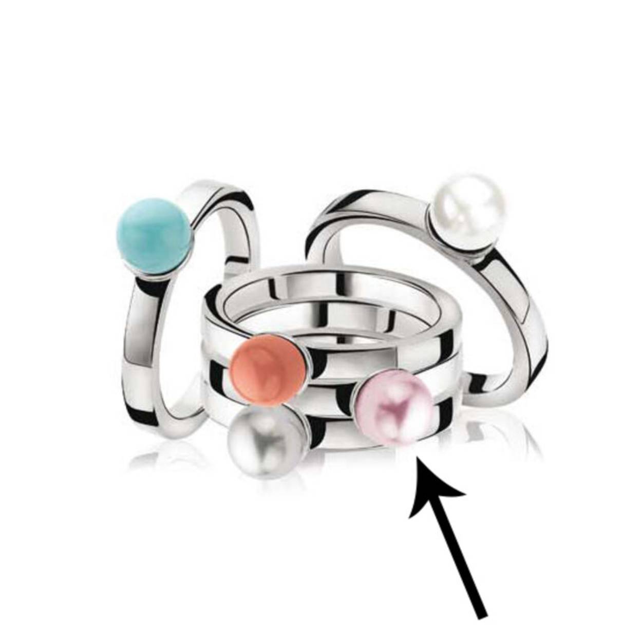 Zinzi zilveren ring imitatie parel roze mt.54 ZIR579R