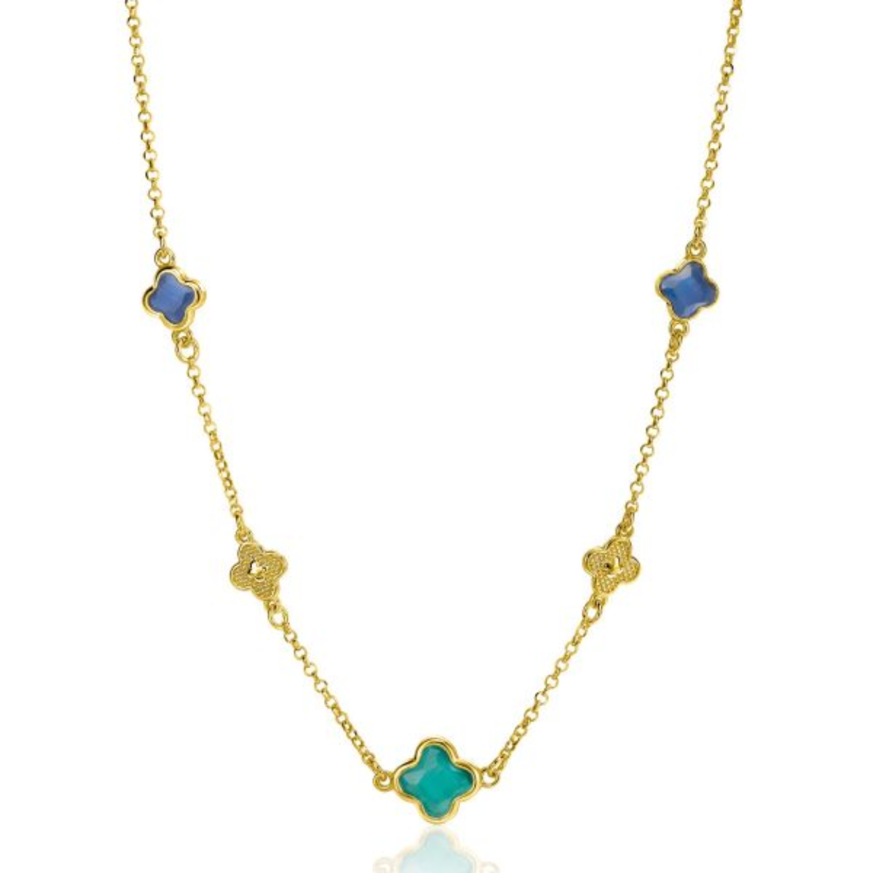 Zinzi zilver verguld collier met bloem motief 
