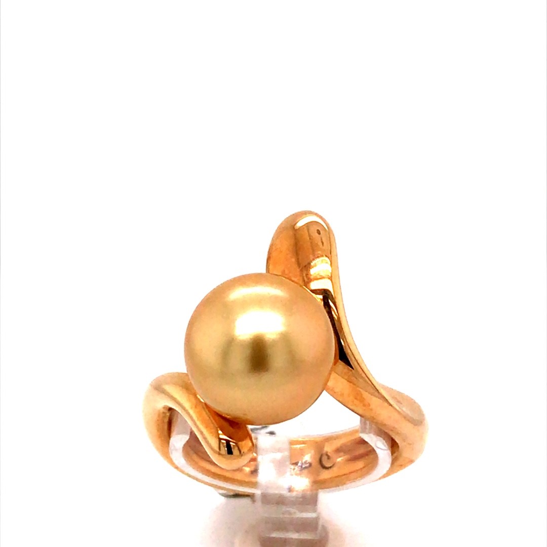 Schoeffel  18krt rosé gouden ring met gele Zuidzee parel