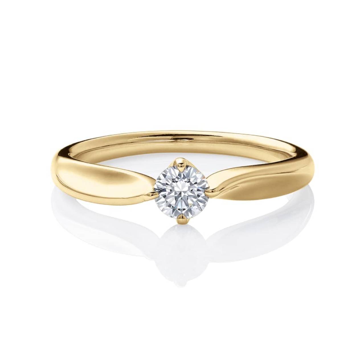 14k geelgouden solitaire met 4-poots zetting en een diamant van 3mm