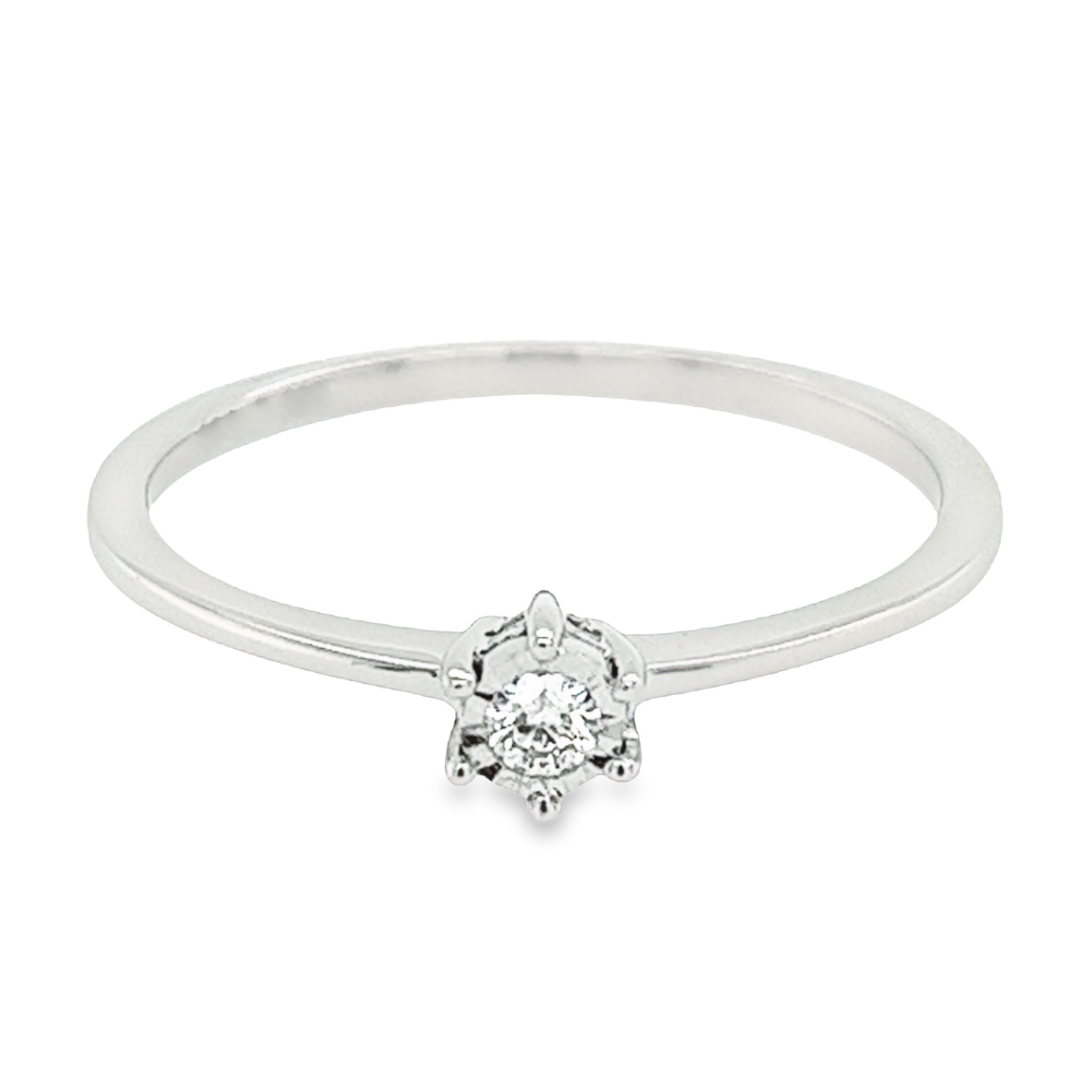 Witgouden Illusie Solitair met Diamant 0,05 karaat