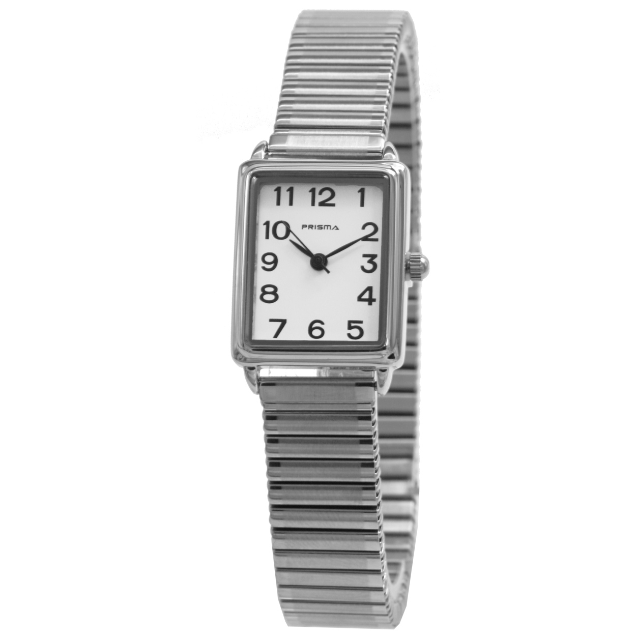Prisma horloge P.1037 dames edelstaal 

Algemeen
Geslacht: dames
Model: P.1037

Voordelen
- rekband sluit naadloos aan op de huid
- band edelstaal zilver
- wijzerplaat wit met zwarte cijfers (arabisch)
- rechthoek design
- duidelijke tijdsweergave
- spat waterdicht: handenwassen, regen
- quartz
- maat kast 21mm (breedte) 8mm (dikte)