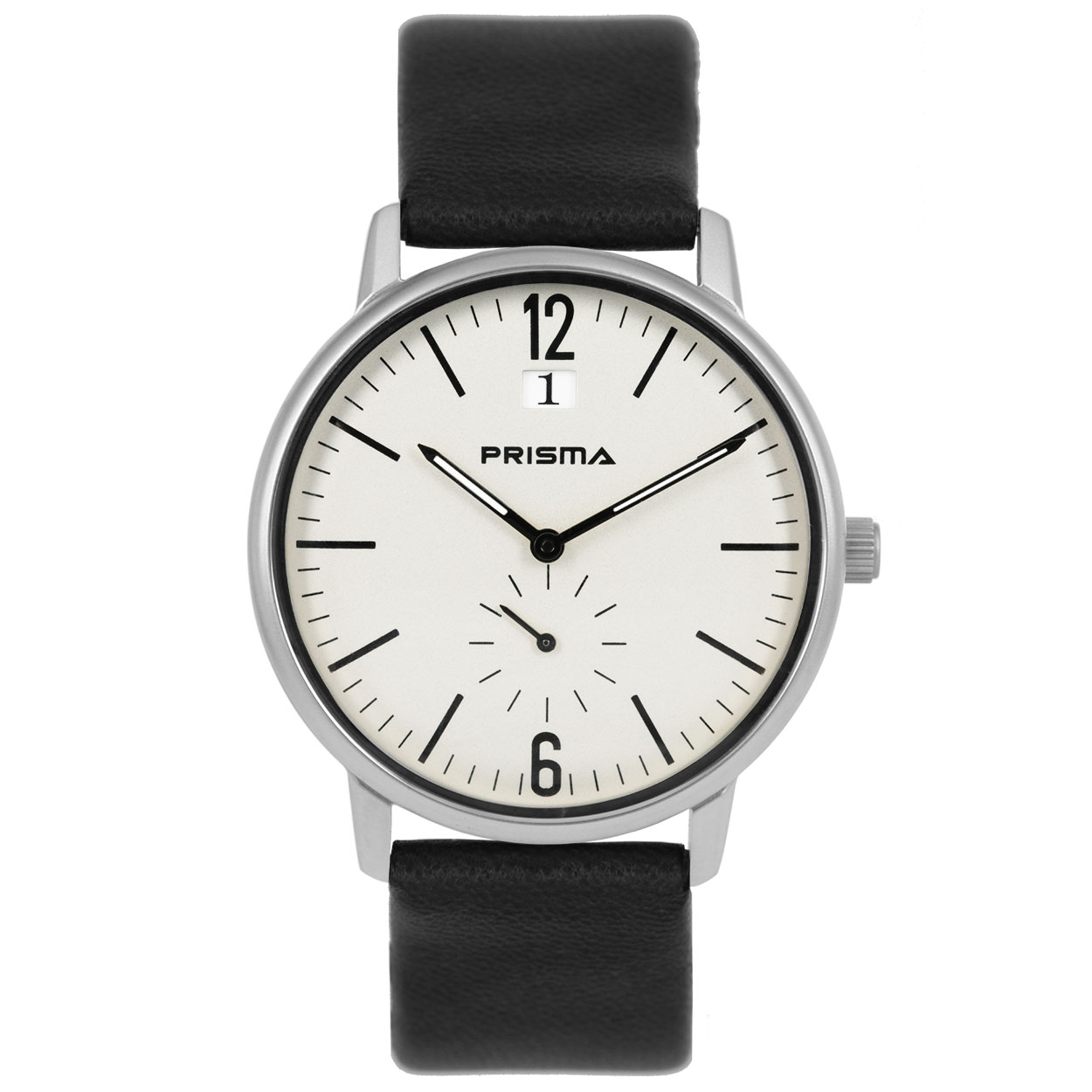 Prisma horloge P.1219 heren edelstaal 

Algemeen
Geslacht: heren
Model: P.1219

Voordelen
- band echt leer zwart
- wijzerplaat beige met zwarte streepjes
- wijzers lichten op in donker
- datum
- spat waterdicht: handenwassen, regen
- quartz
- maat kast 40mm (breedte) 11mm (dikte)