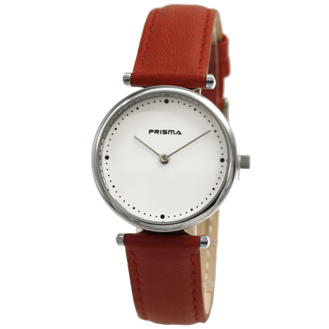 Dit trendy dames Prisma horloge beschikt over een quartz uurwerk en een prachtige rode lederen band. De kleur van de ronde kast van dit dameshorloge is zilverkleurig. Het glas van dit horloge is gemaakt van een sterk glas. De wijzerplaat is in de kleur wit.

Prachtig uitgevoerd Prisma Dameshorloge voorzien van een lederen band in de kleur rood. Deze uitvoering heeft een witte wijzerplaat met puntjes index. De rode band past heel mooi bij de stijl van het horloge. De ronde kast heeft een grootte van ca. 30-34 mm. Het horloge is 3 bar waterdicht

P.1233    JPC 149454
Kast Breedte: 31mm
Kast dikte: 7mm
Kast materiaal: All Stainless
Uurwerk: Miyota
Waterdichtheid: 3bar
Horlogeband: Rood leer met All Stainless Steel gesp
Maat aansluiting band: 16mm
Wijzerplaat : Wit
Licht functie: -